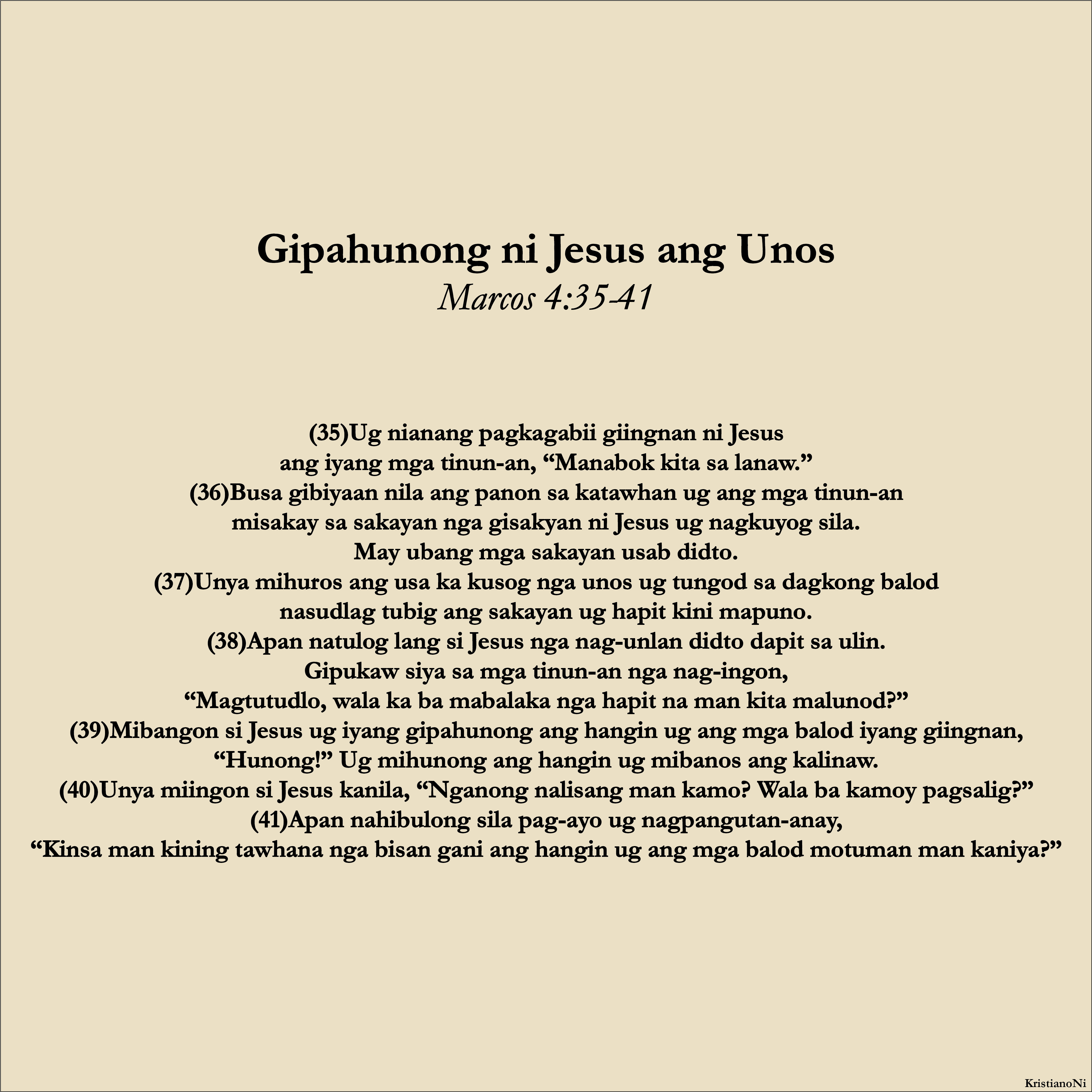 Gipahunong ni Jesus ang Unos