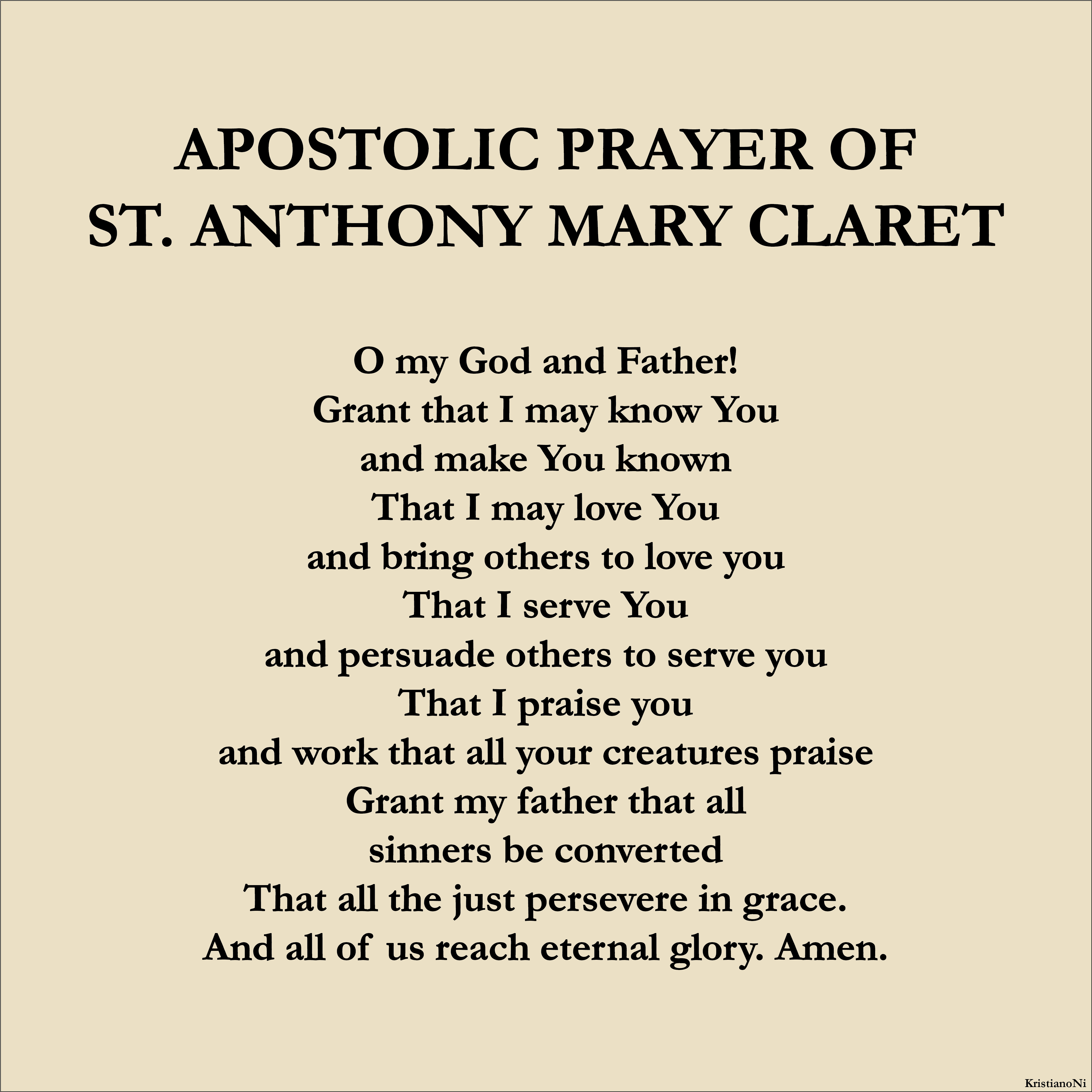 Apostolic Prayer Of St. Anthony Mary Claret