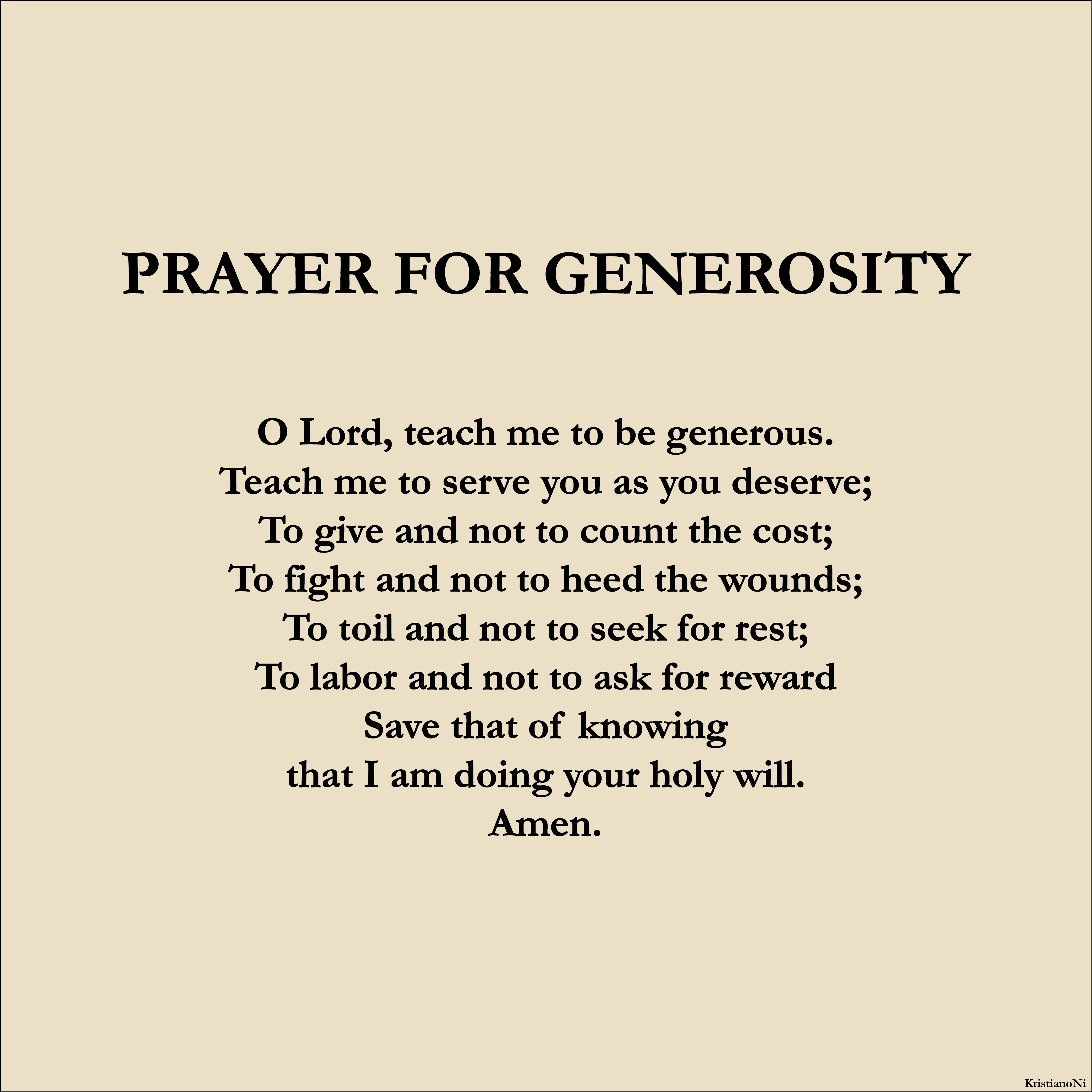 Prayer For Generosity