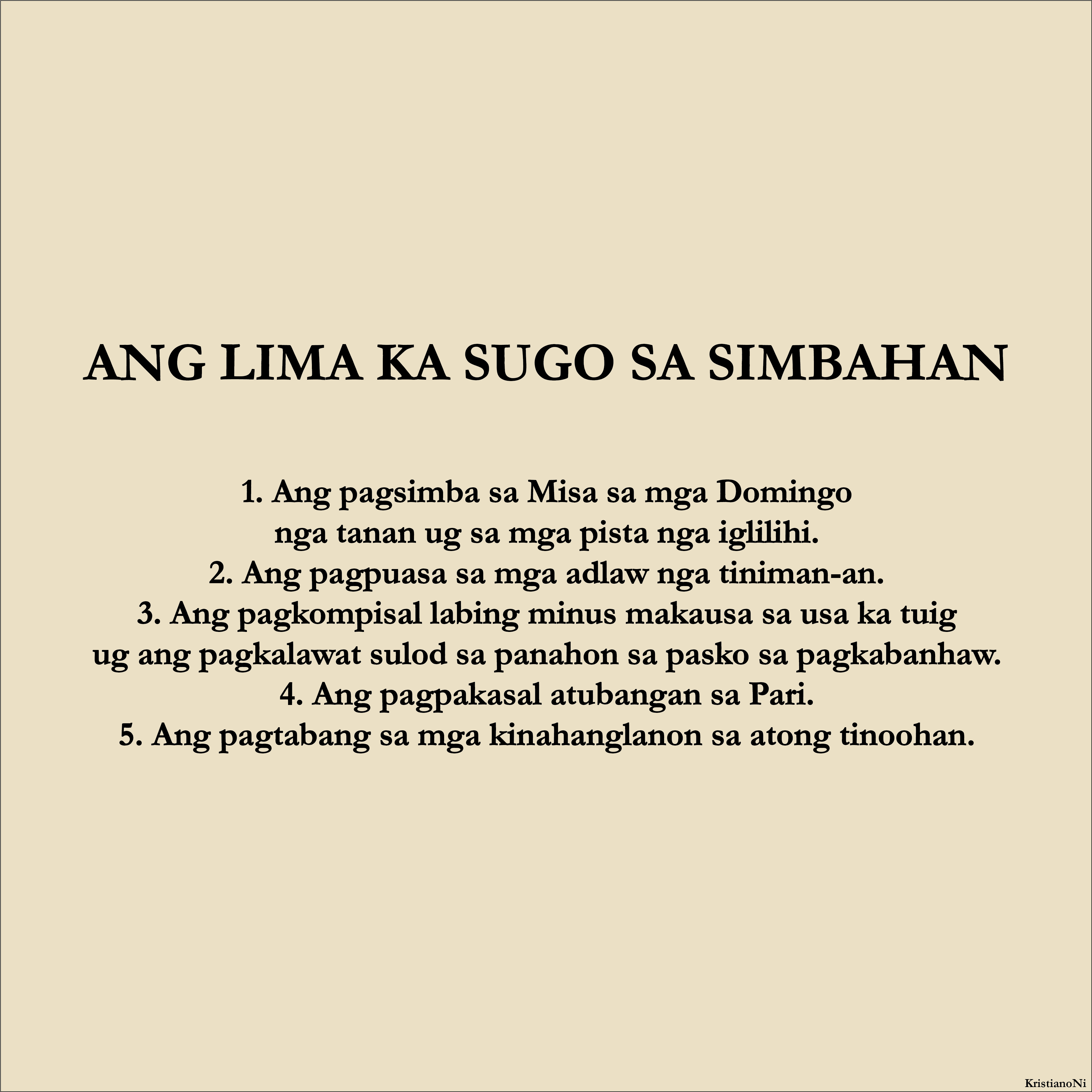Ang Lima Ka Sugo Sa Simbahan
