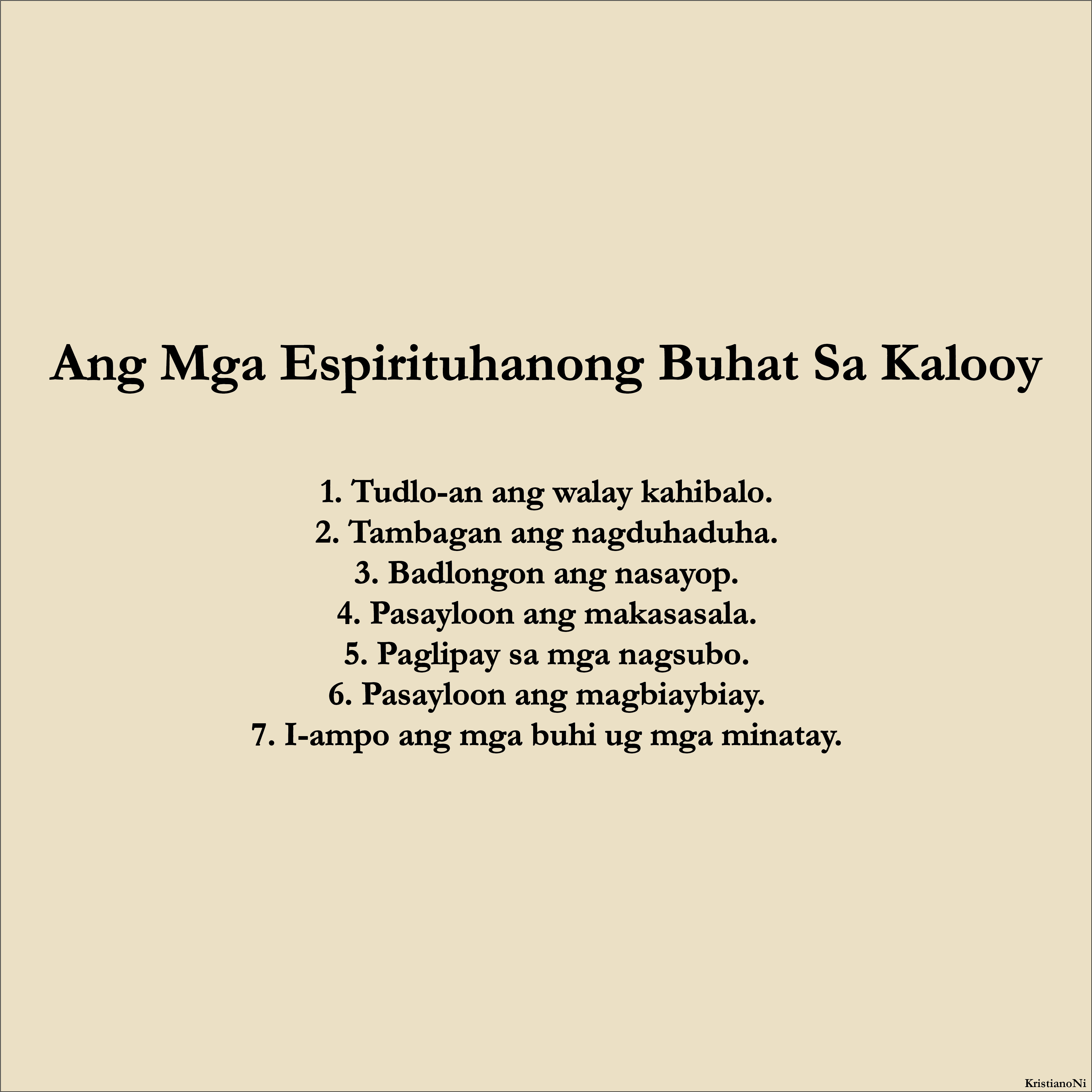 Ang Mga Espirituhanong Buhat Sa Kalooy