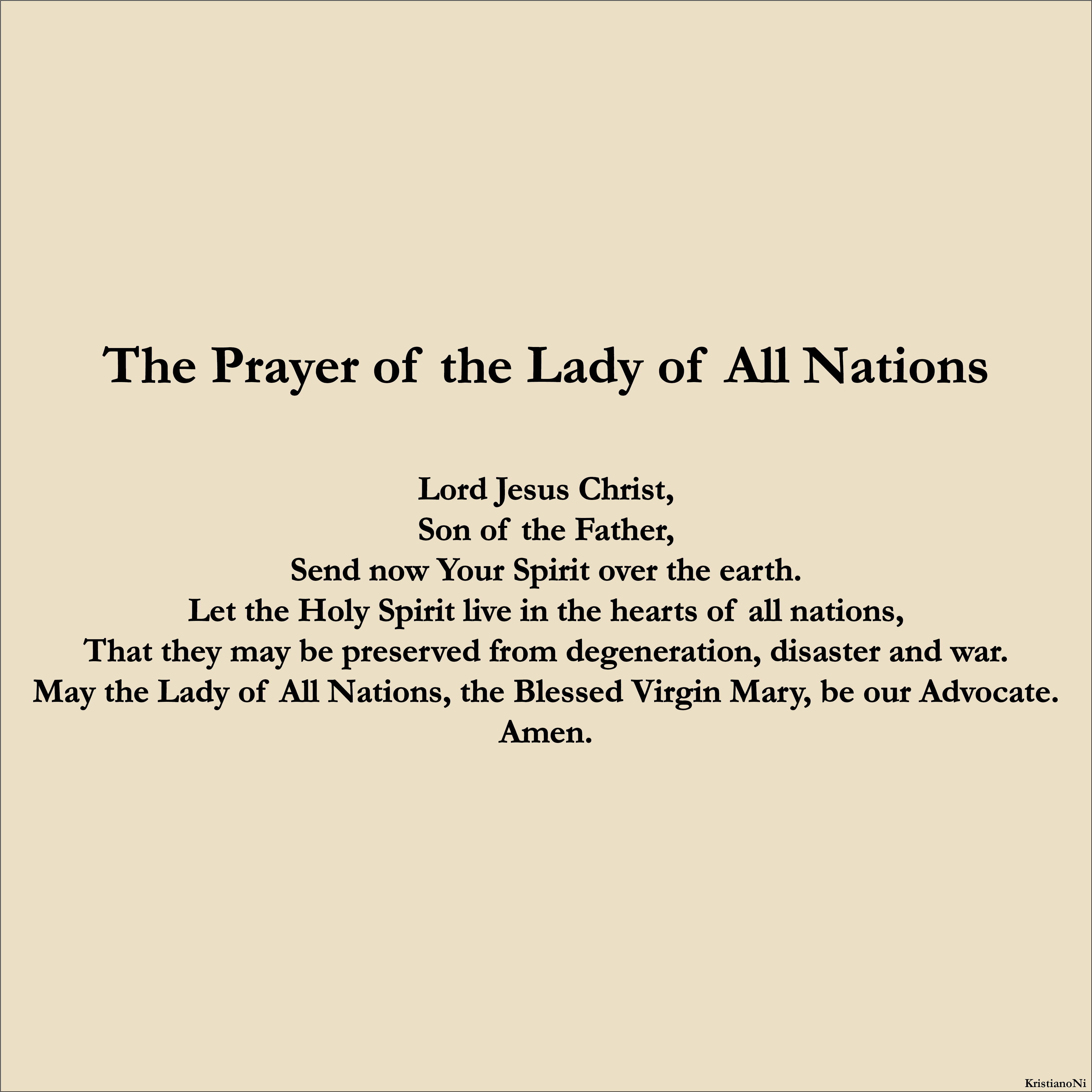 The Prayer of the Lady of All Nations