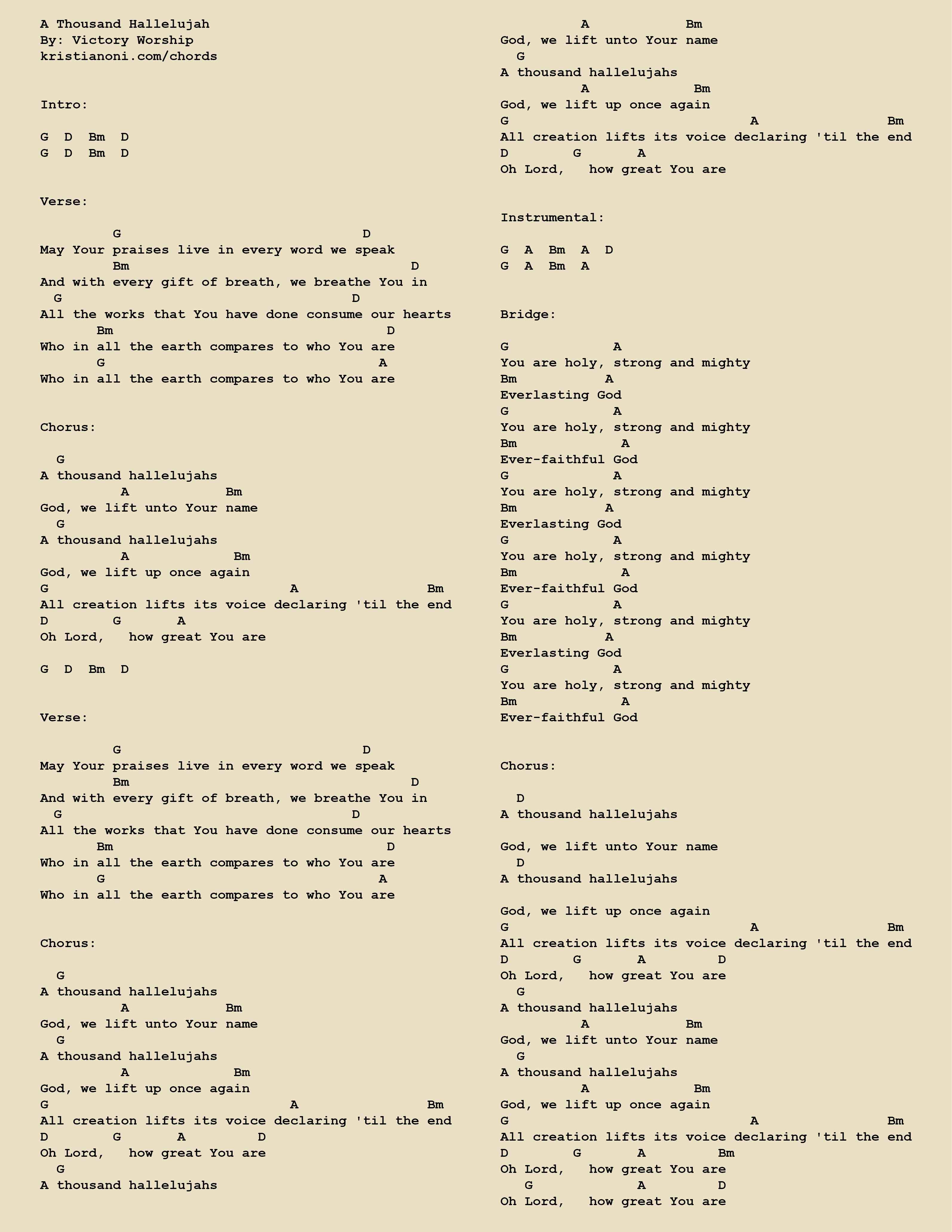 A Thousand Hallelujah Chords