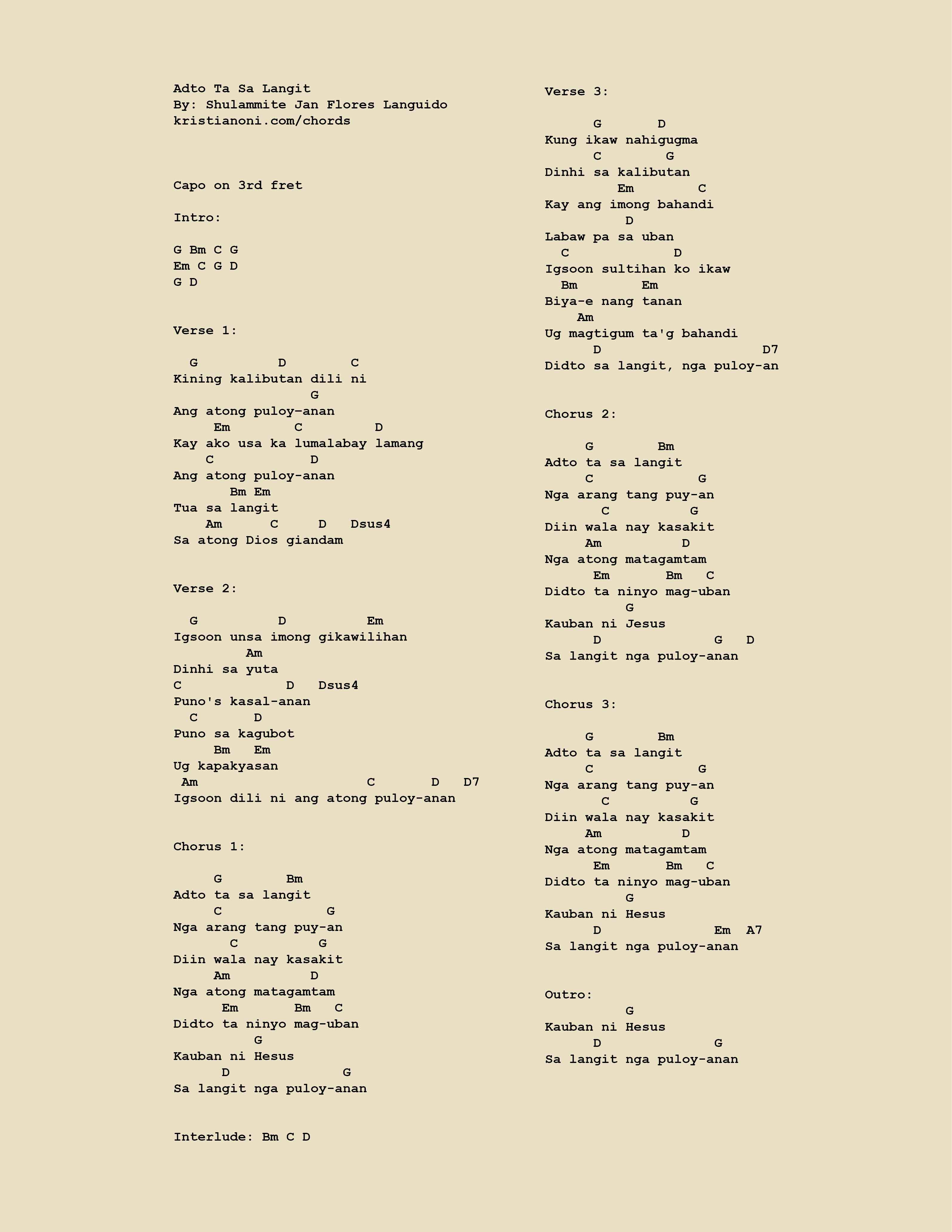 Adto Ta Sa Langit Chords