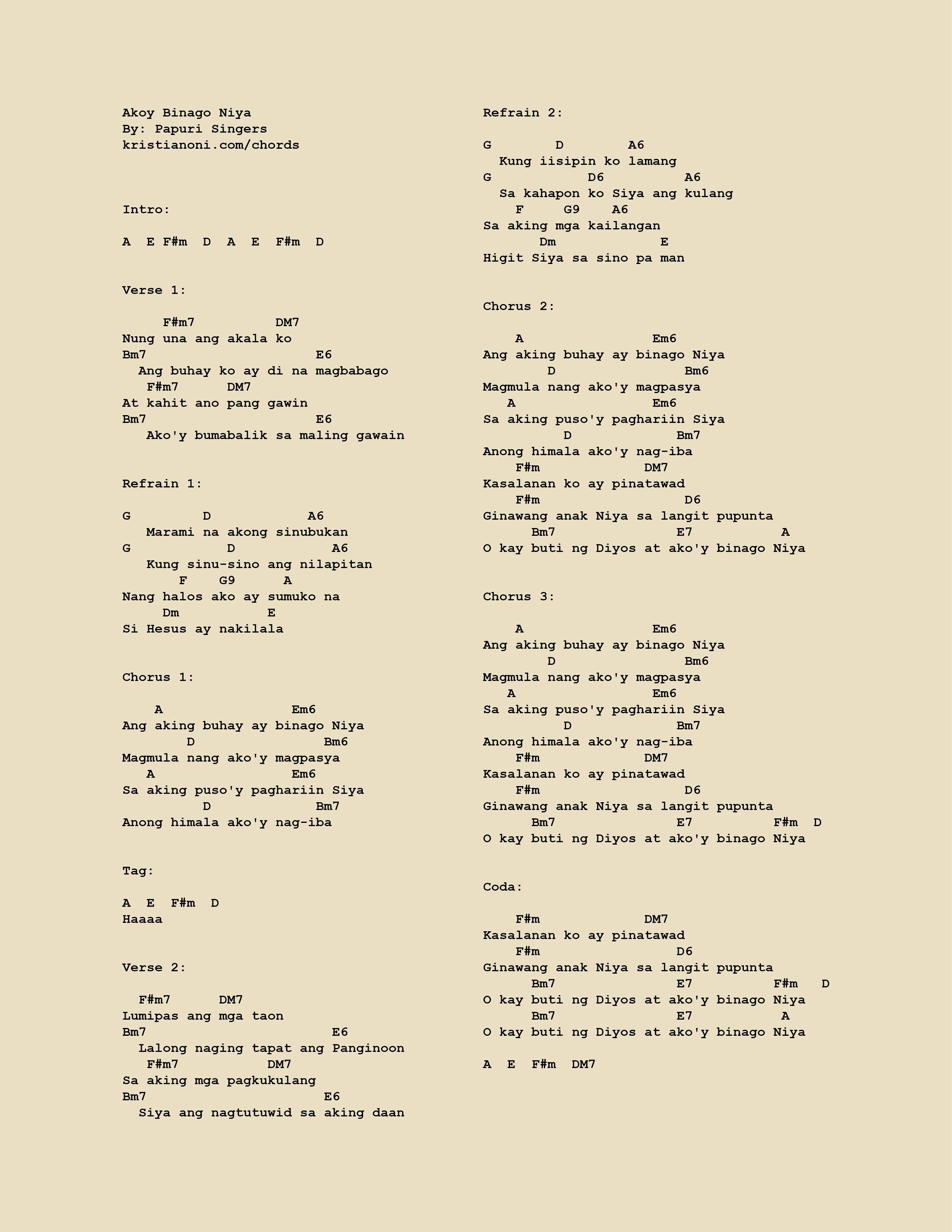 Akoy Binago Niya Chords