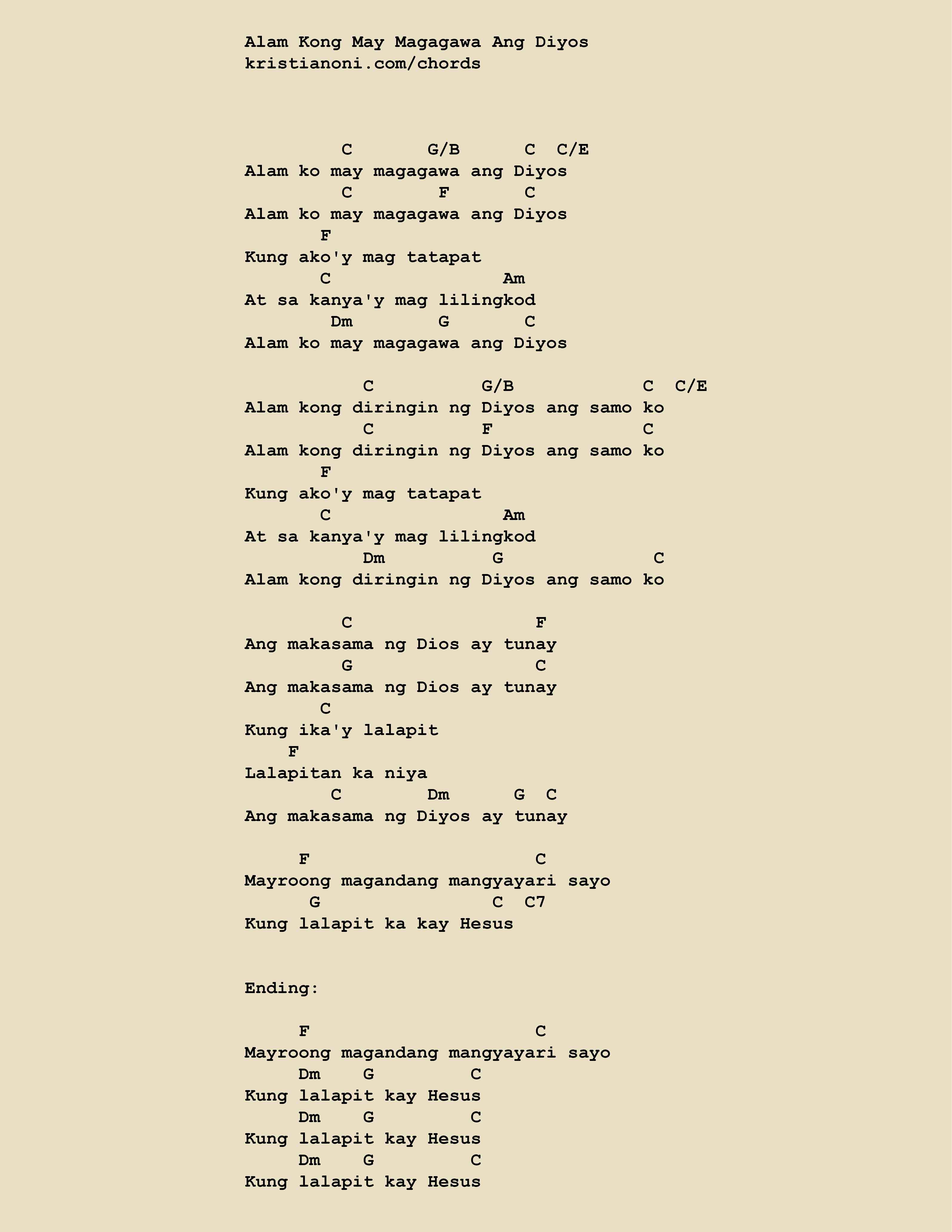 Alam Kong May Magagawa Ang Diyos Chords