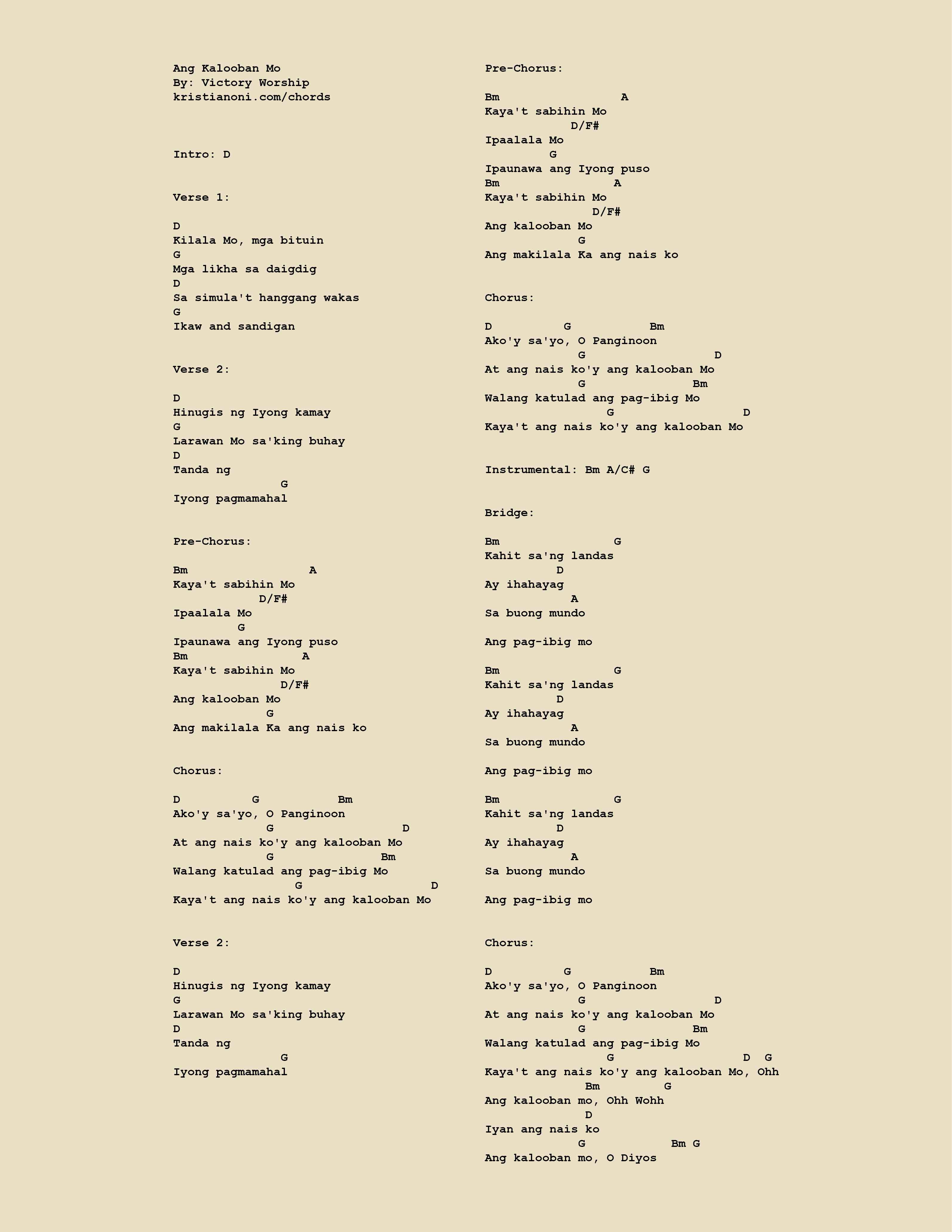 Ang Kalooban Mo Chords