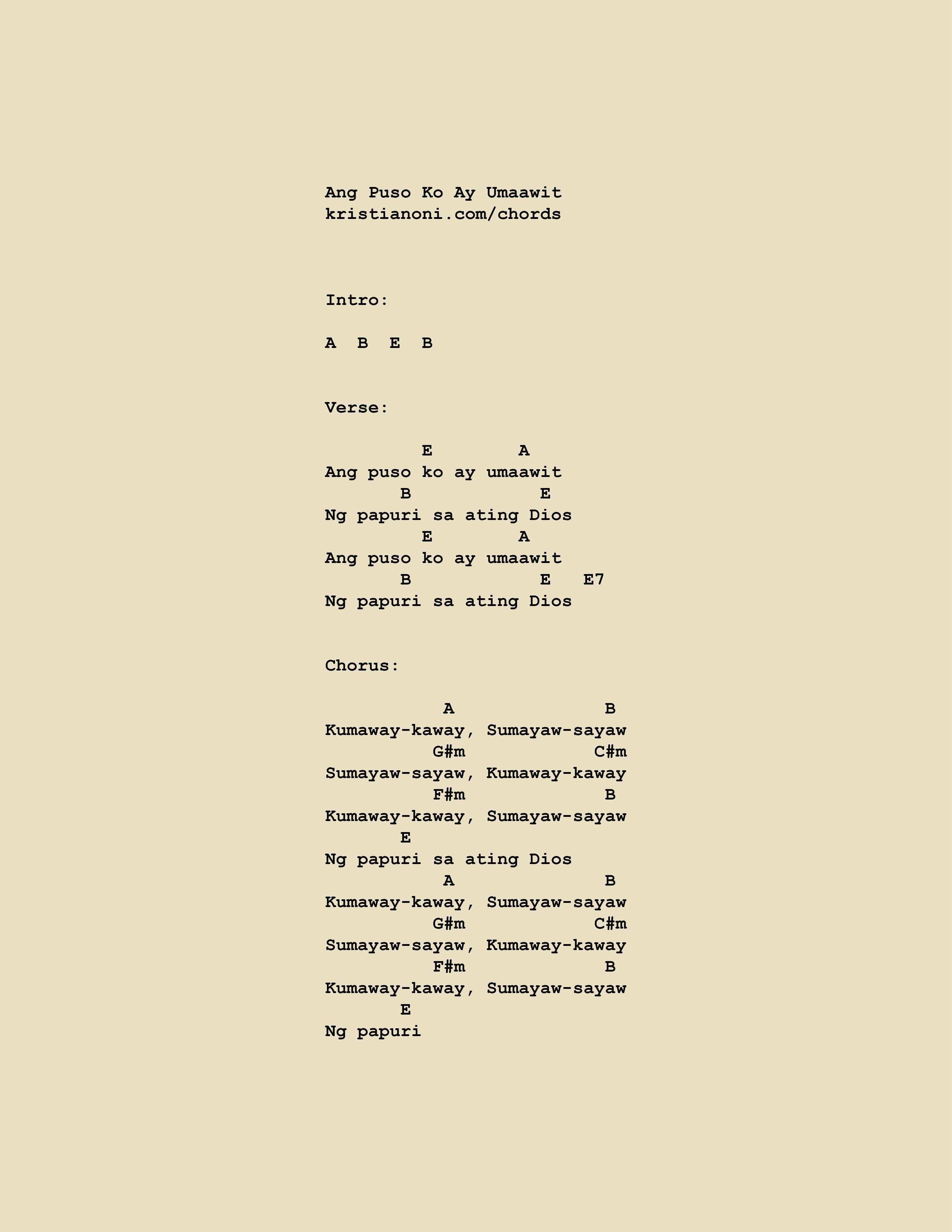 Ang Puso Ko Ay Umaawit Chords