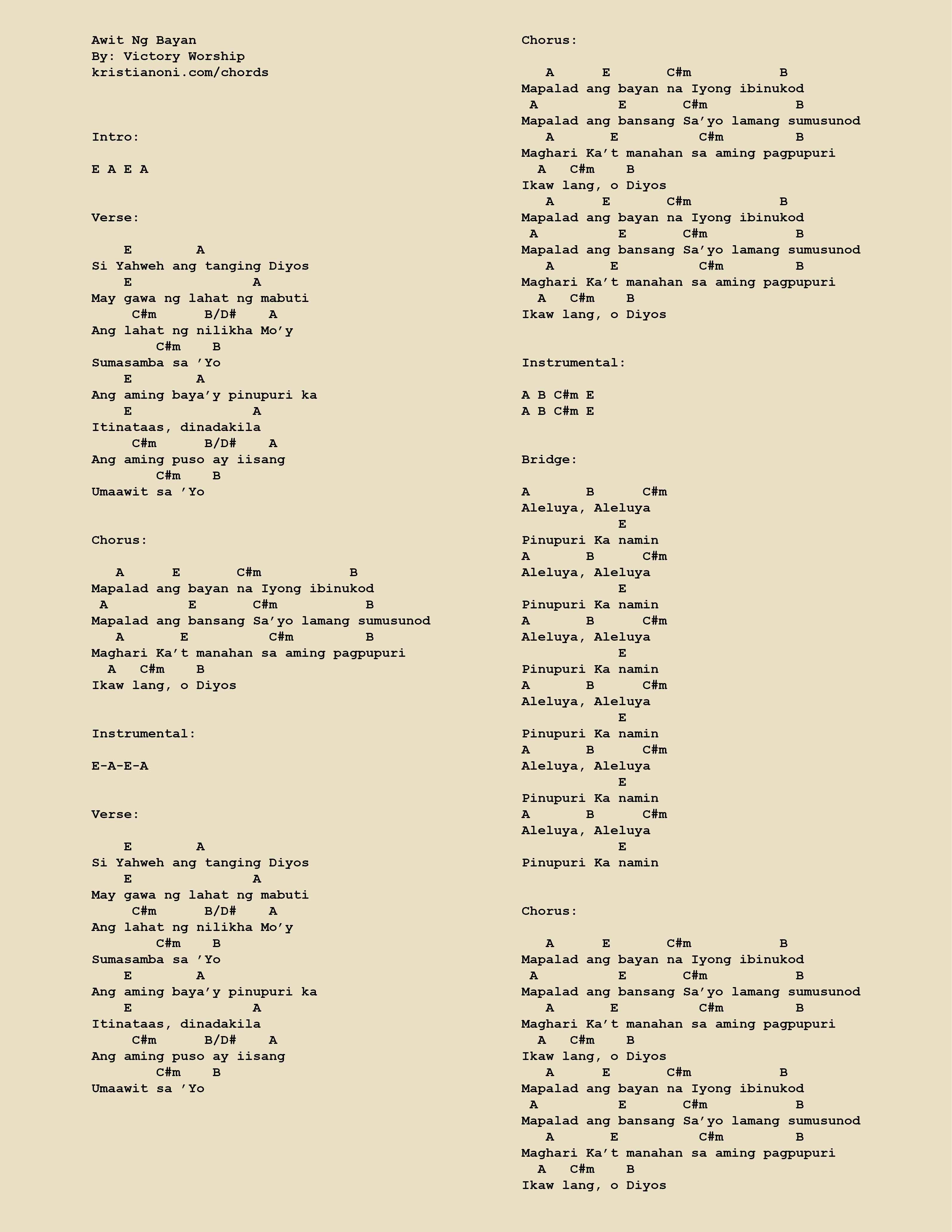 Awit Ng Bayan Chords