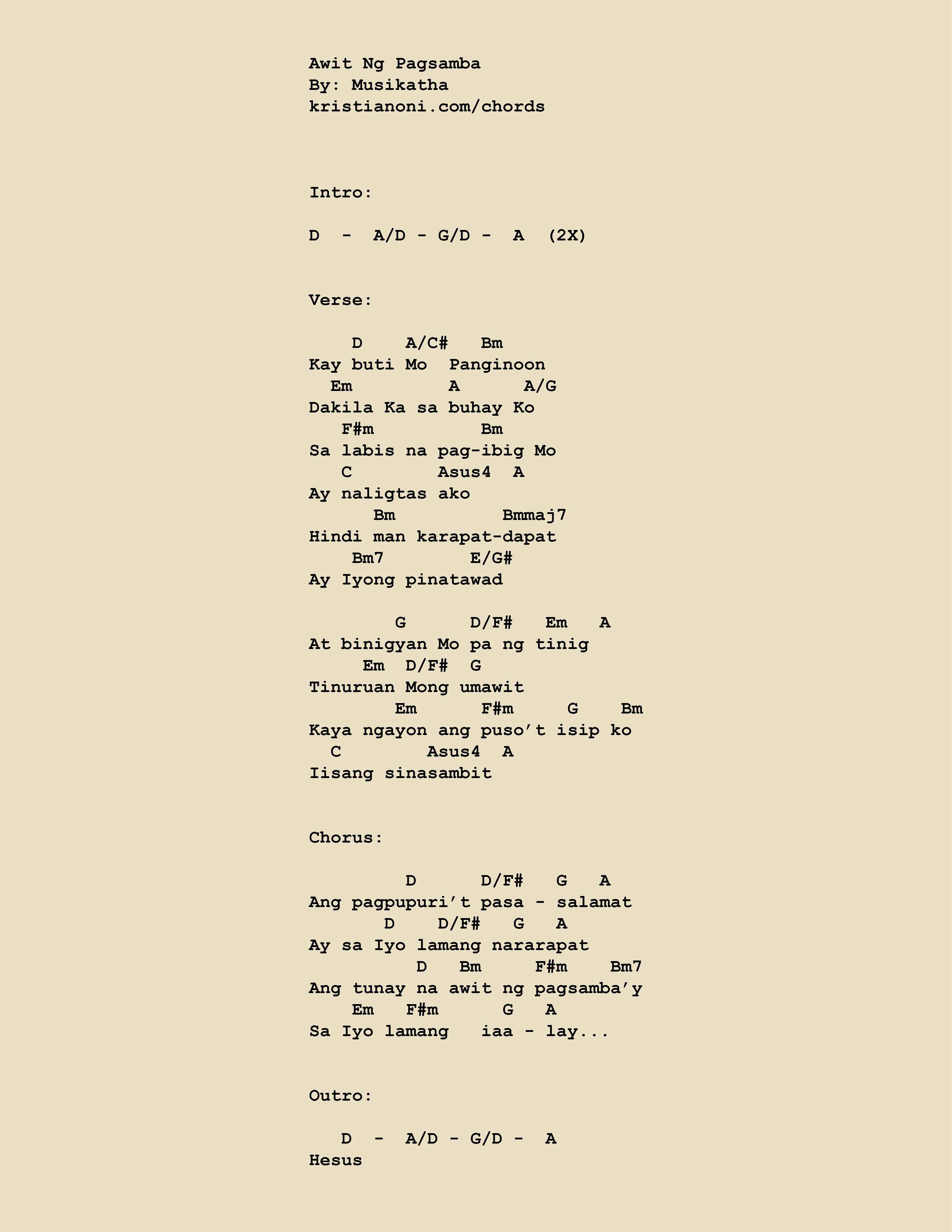 Awit Ng Pagsamba Chords