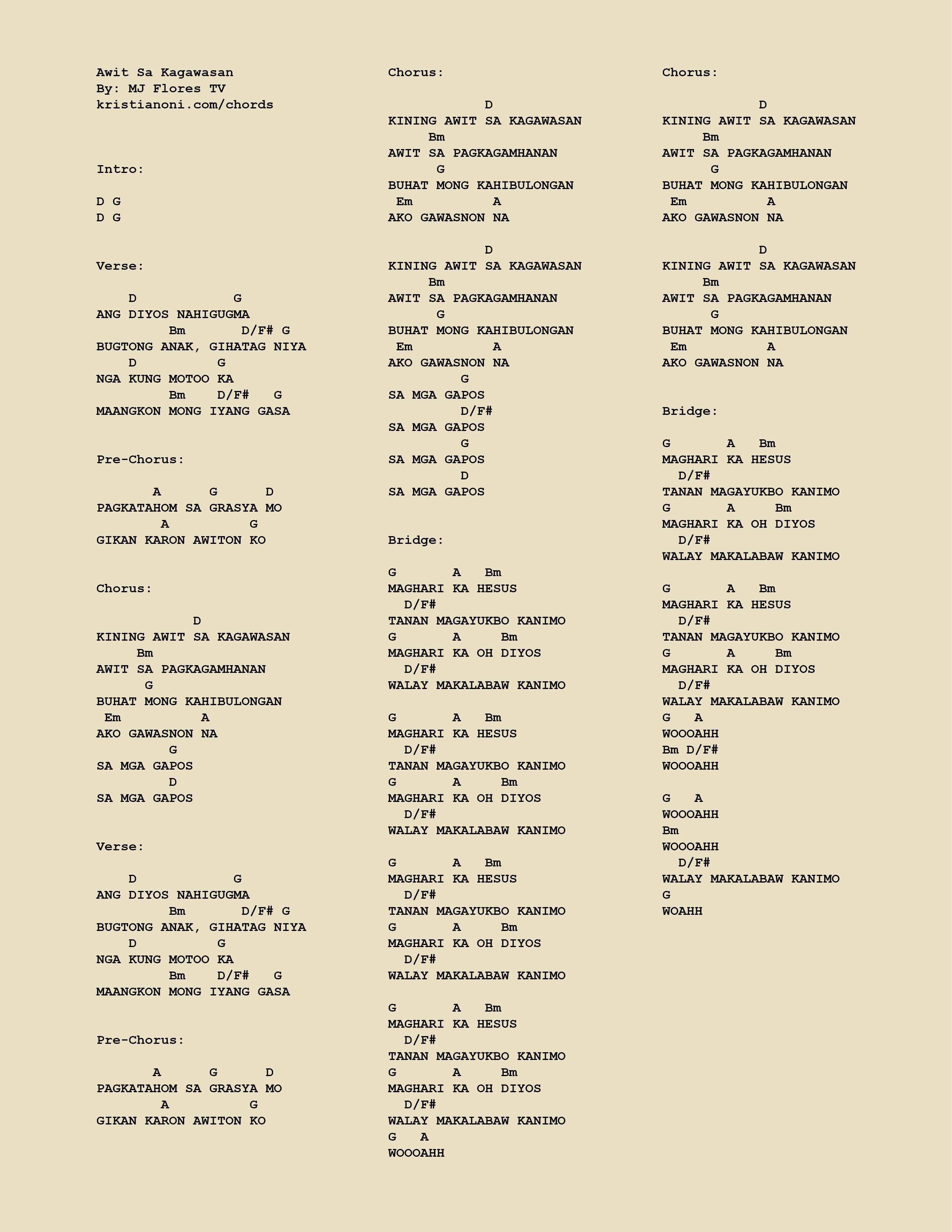 Awit Sa Kagawasan Chords