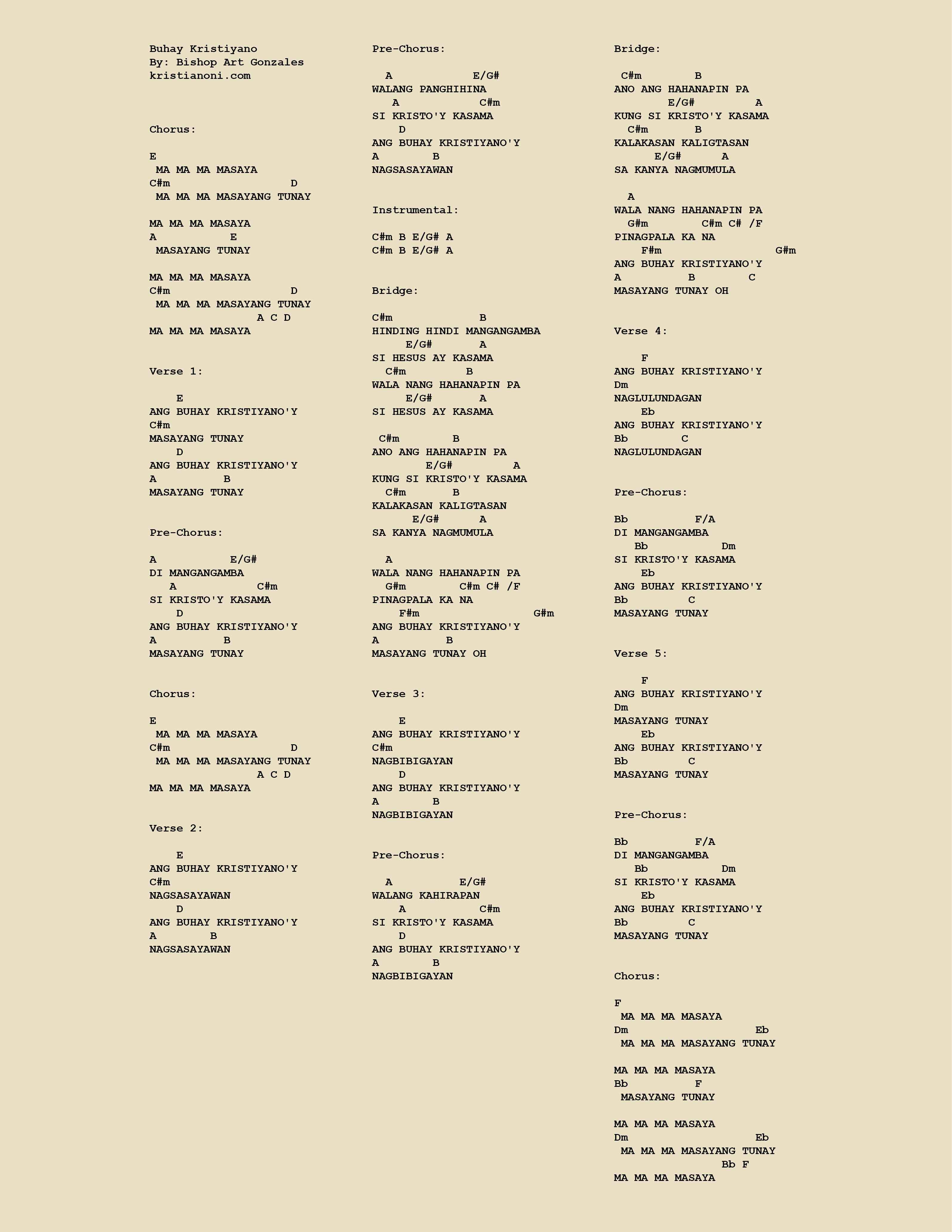 Buhay Kristiyano Chords