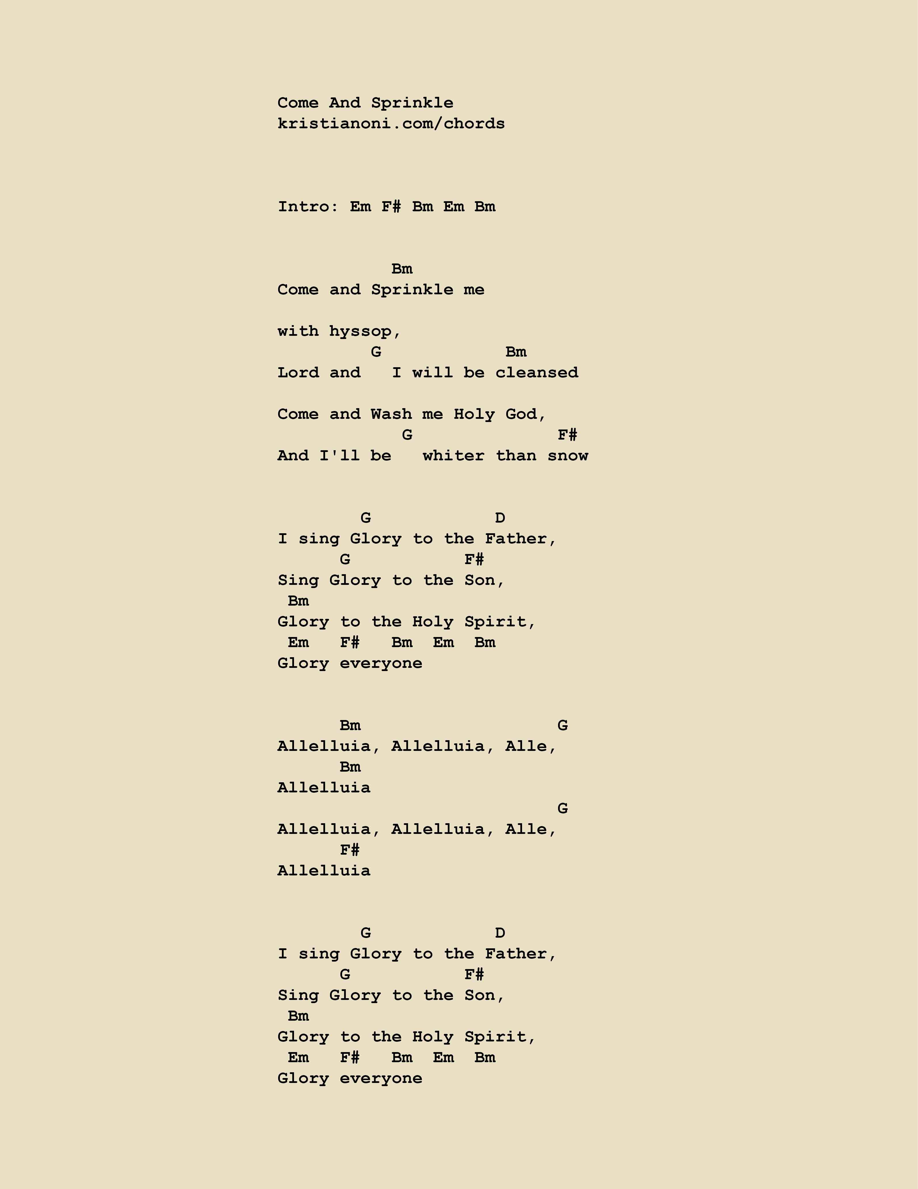 Come And Sprinkle Chords