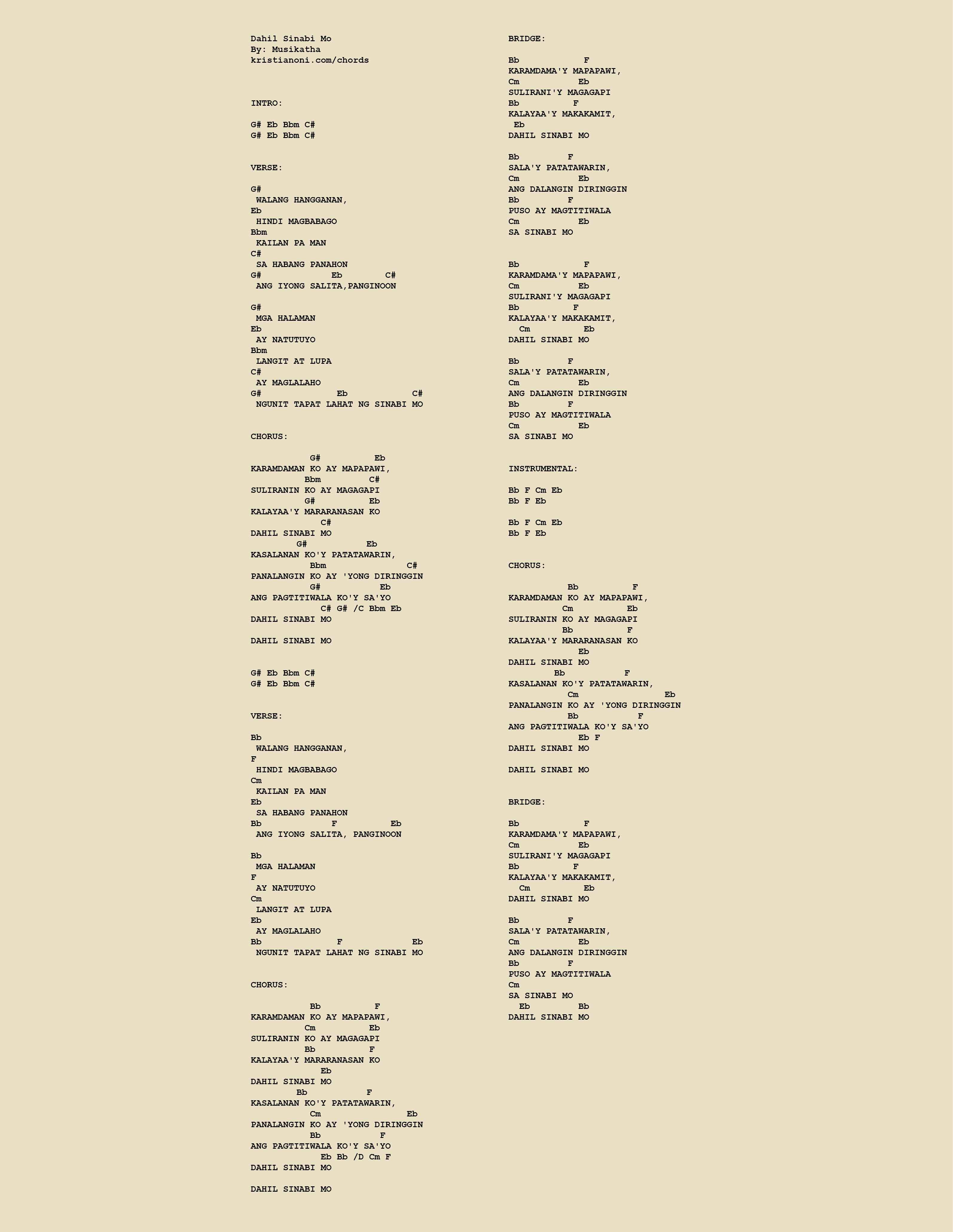 Dahil Sinabi Mo Chords