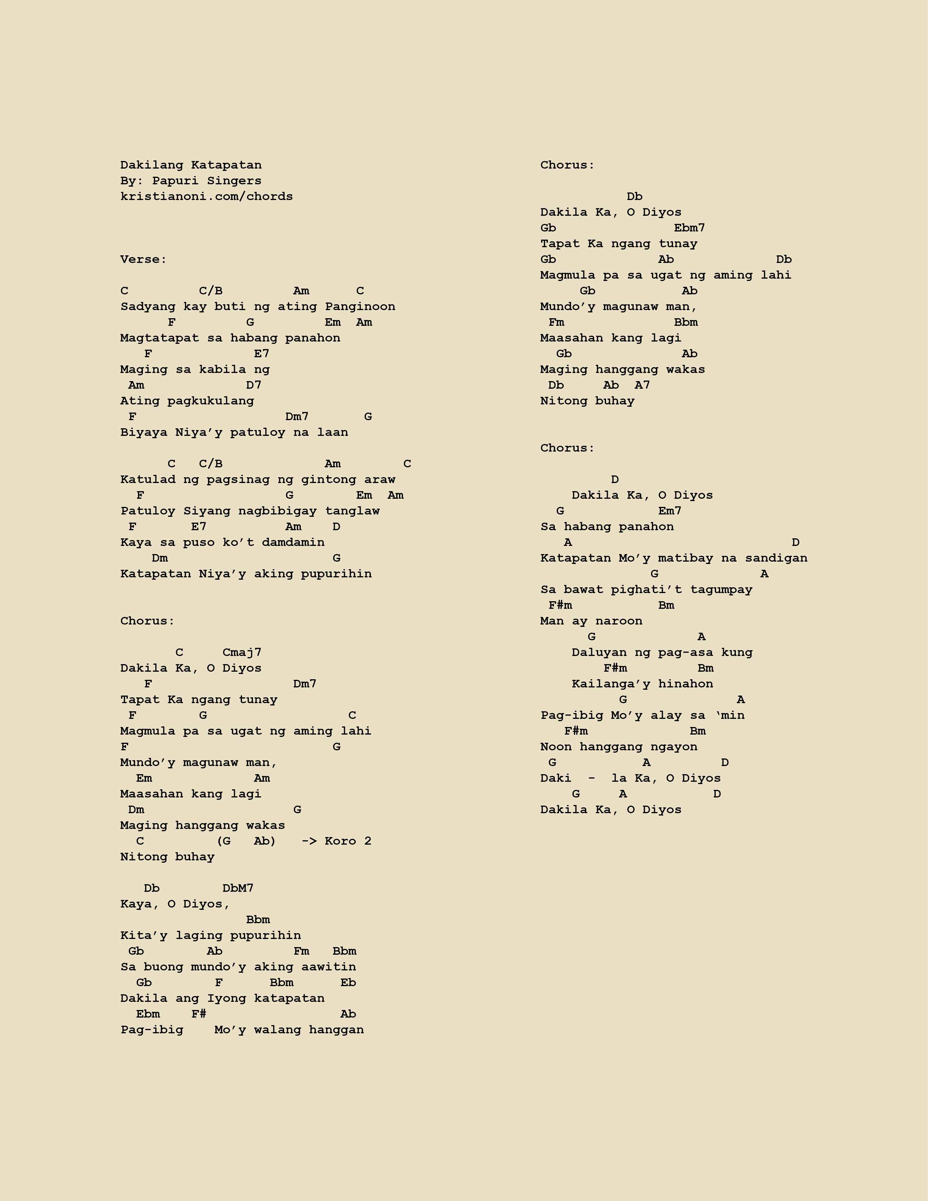 Dakilang Katapatan Chords