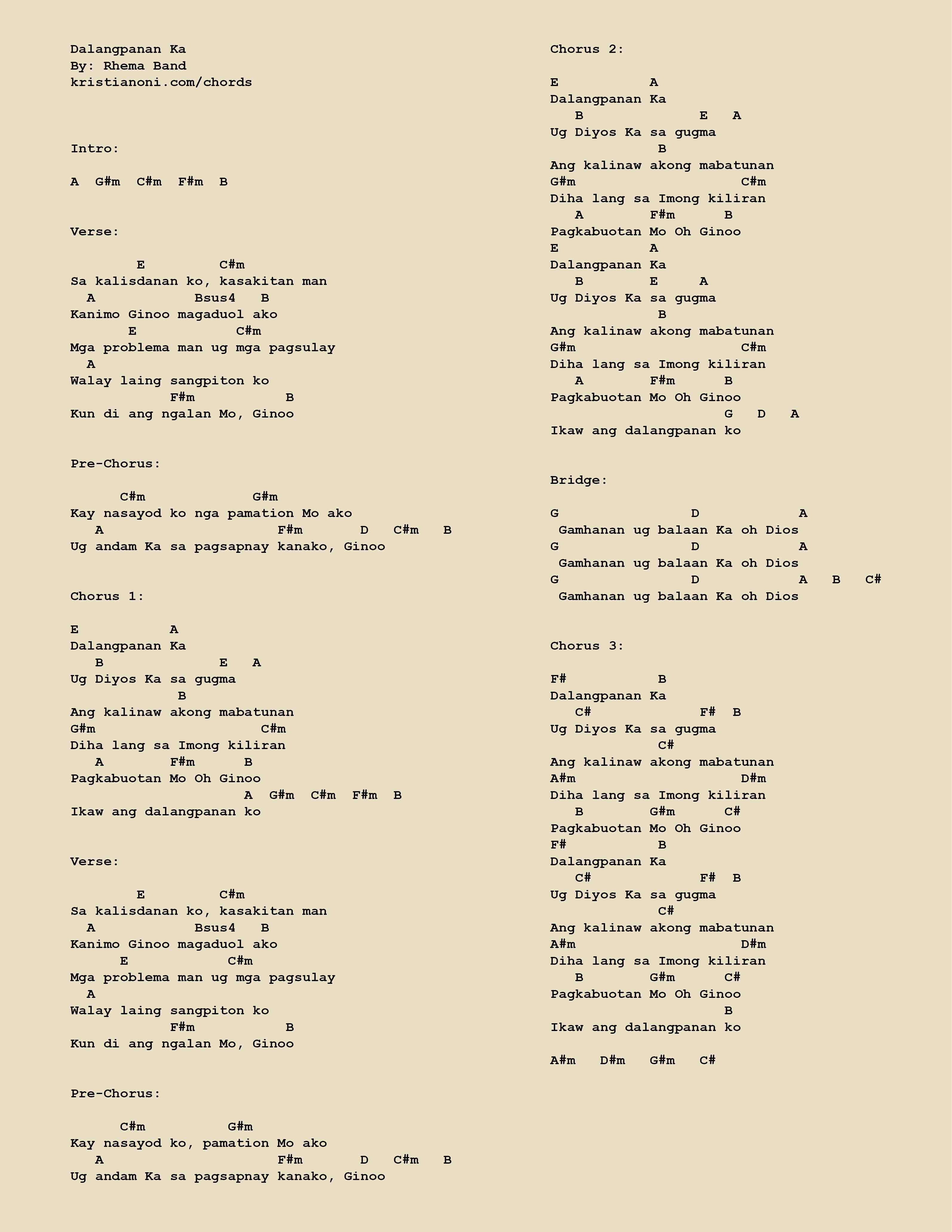 Dalangpanan Ka Chords