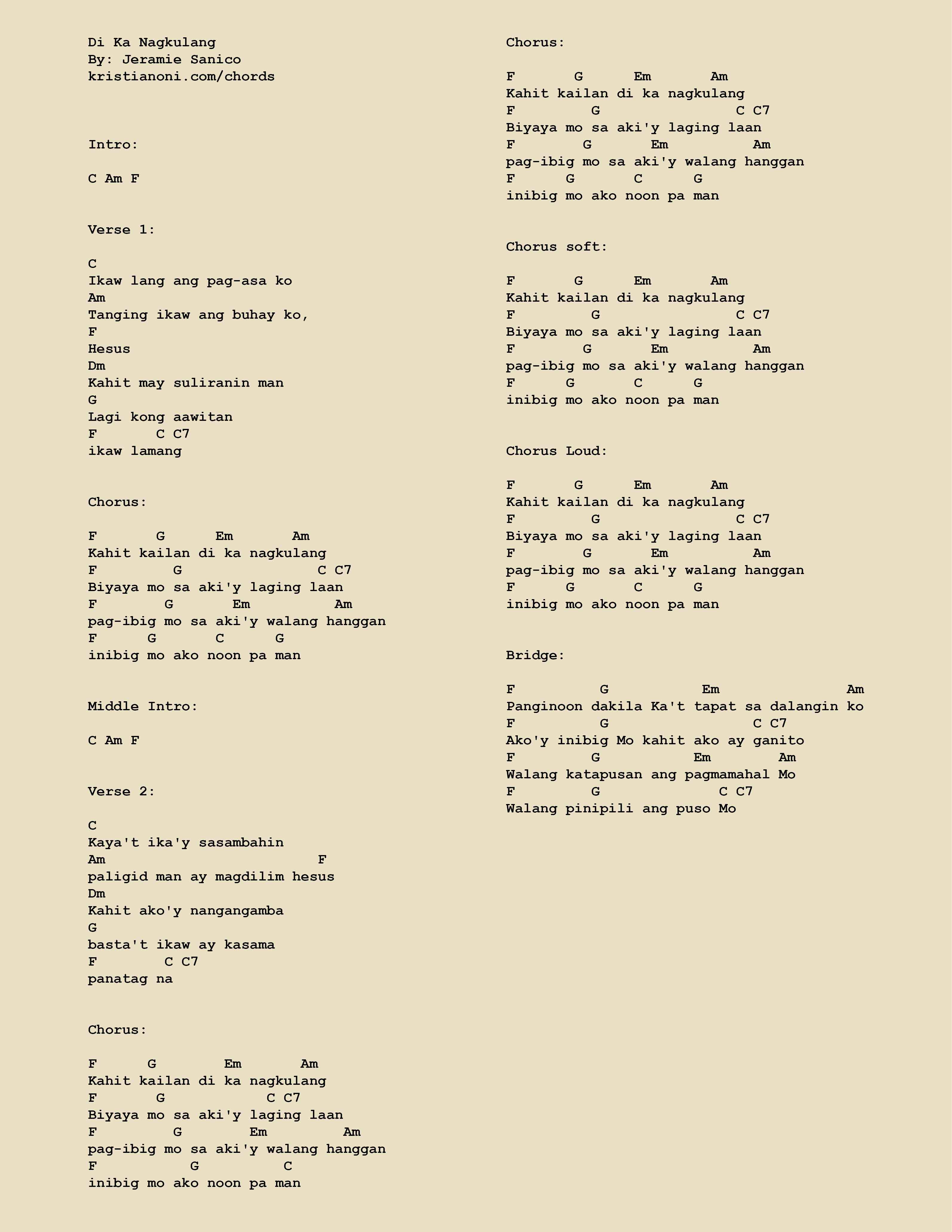 Di Ka Nagkulang Chords