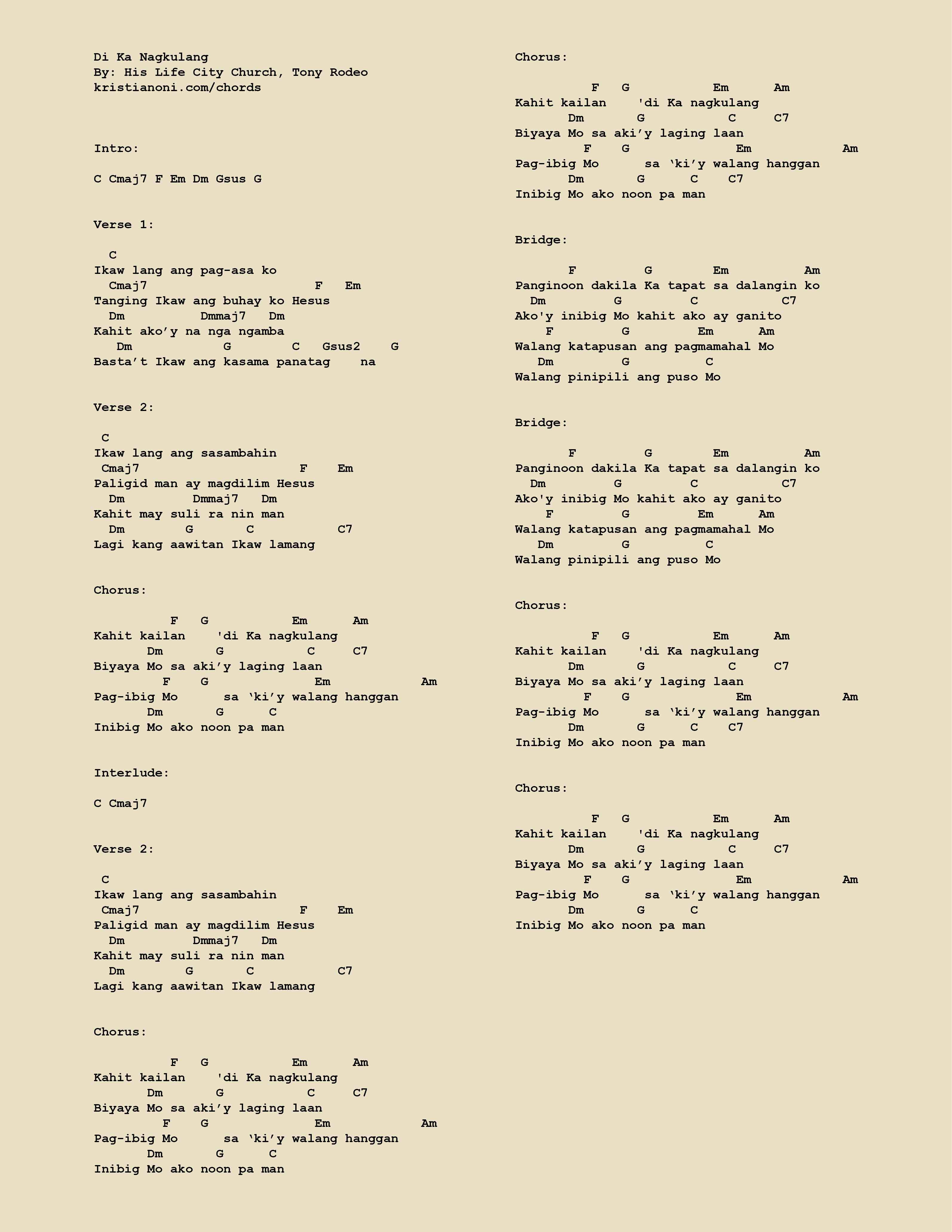 Di Ka Nagkulang Chords