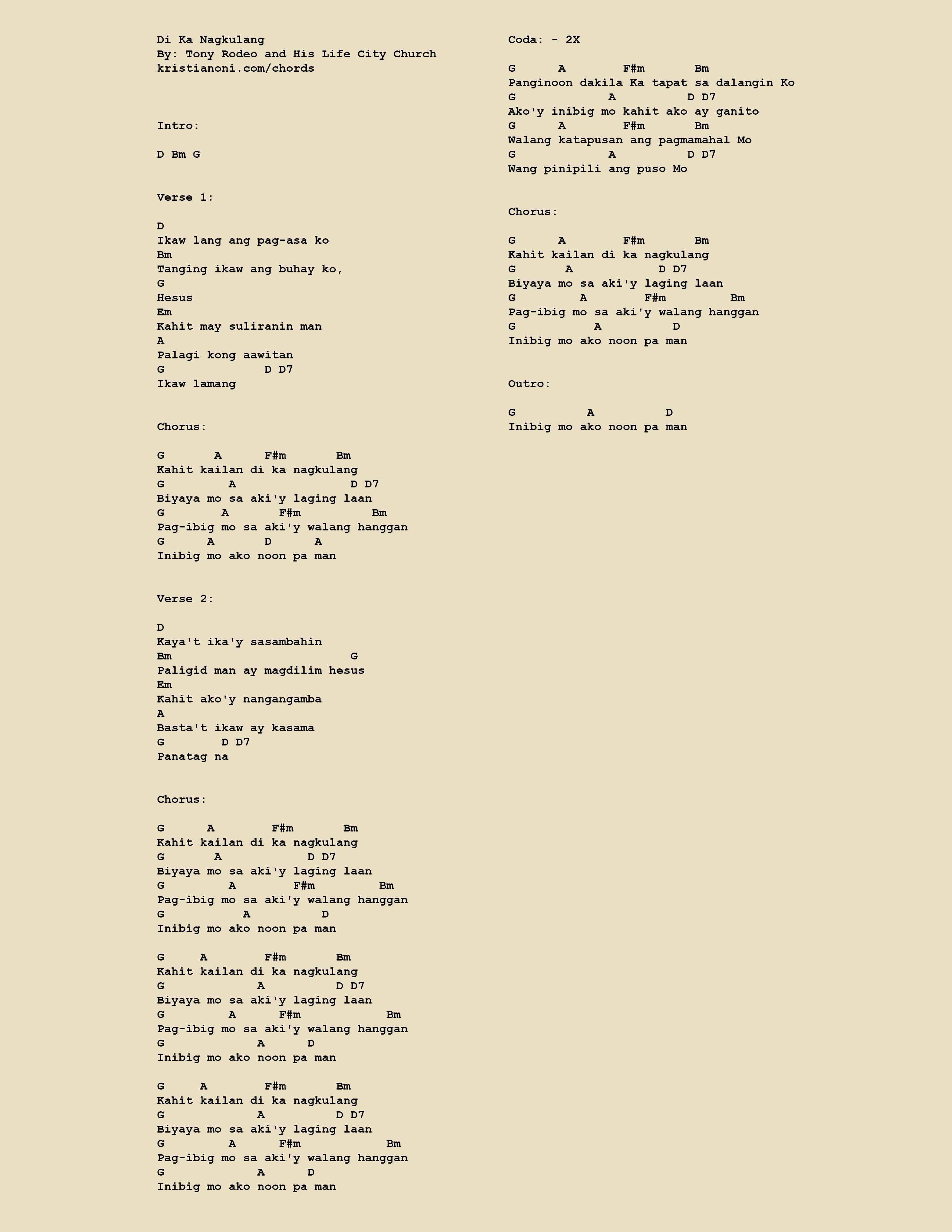 Di Ka Nagkulang Chords