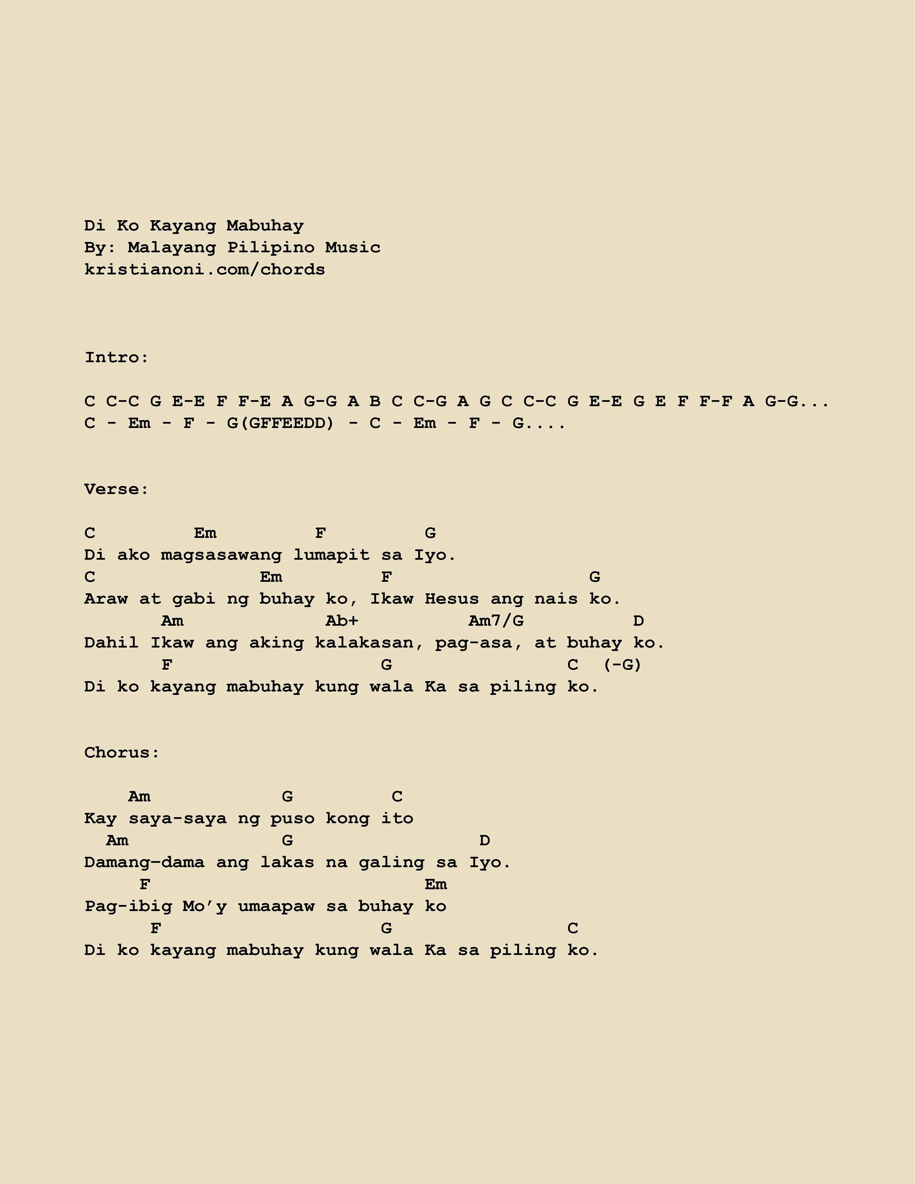 Di Ko Kayang Mabuhay Chords