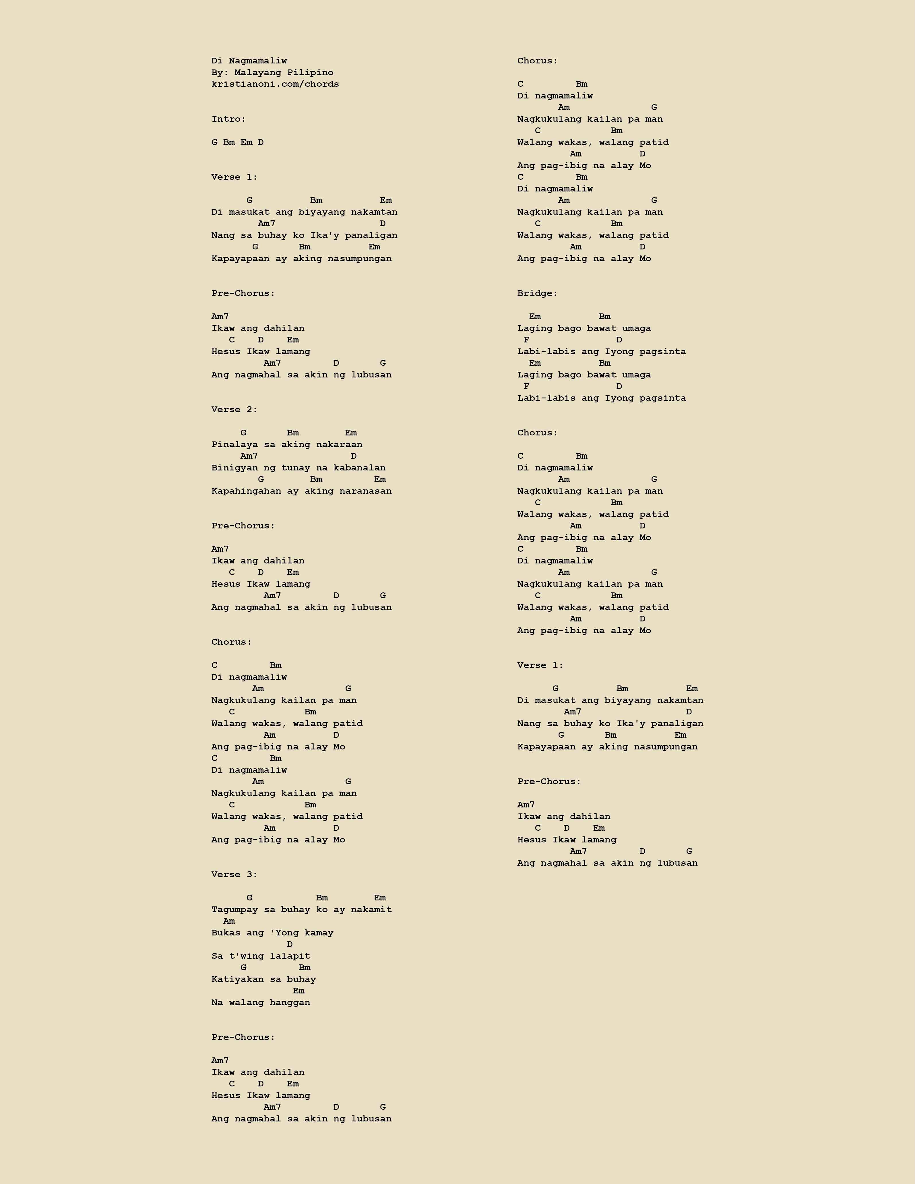 Di Nagmamaliw Chords