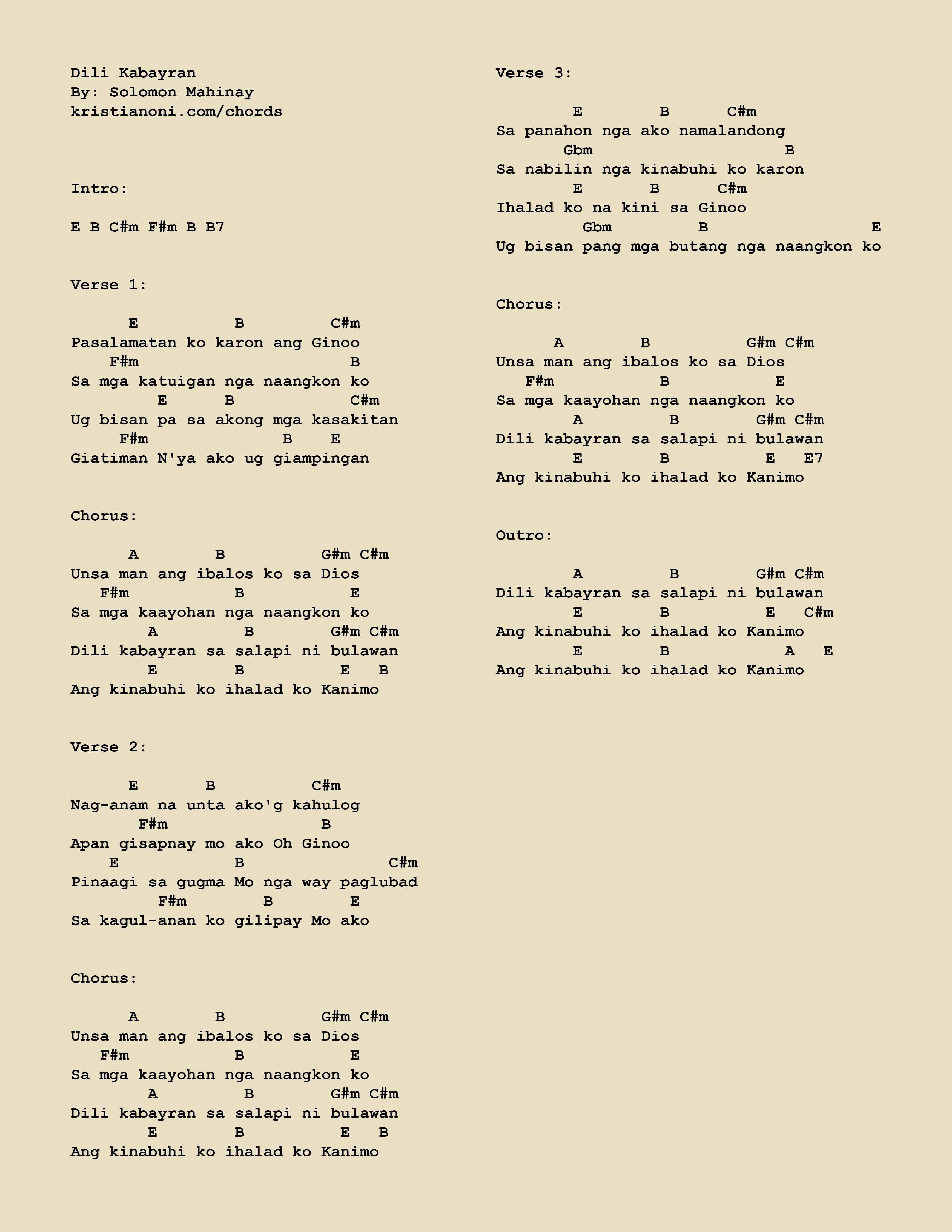Dili Kabayran Chords