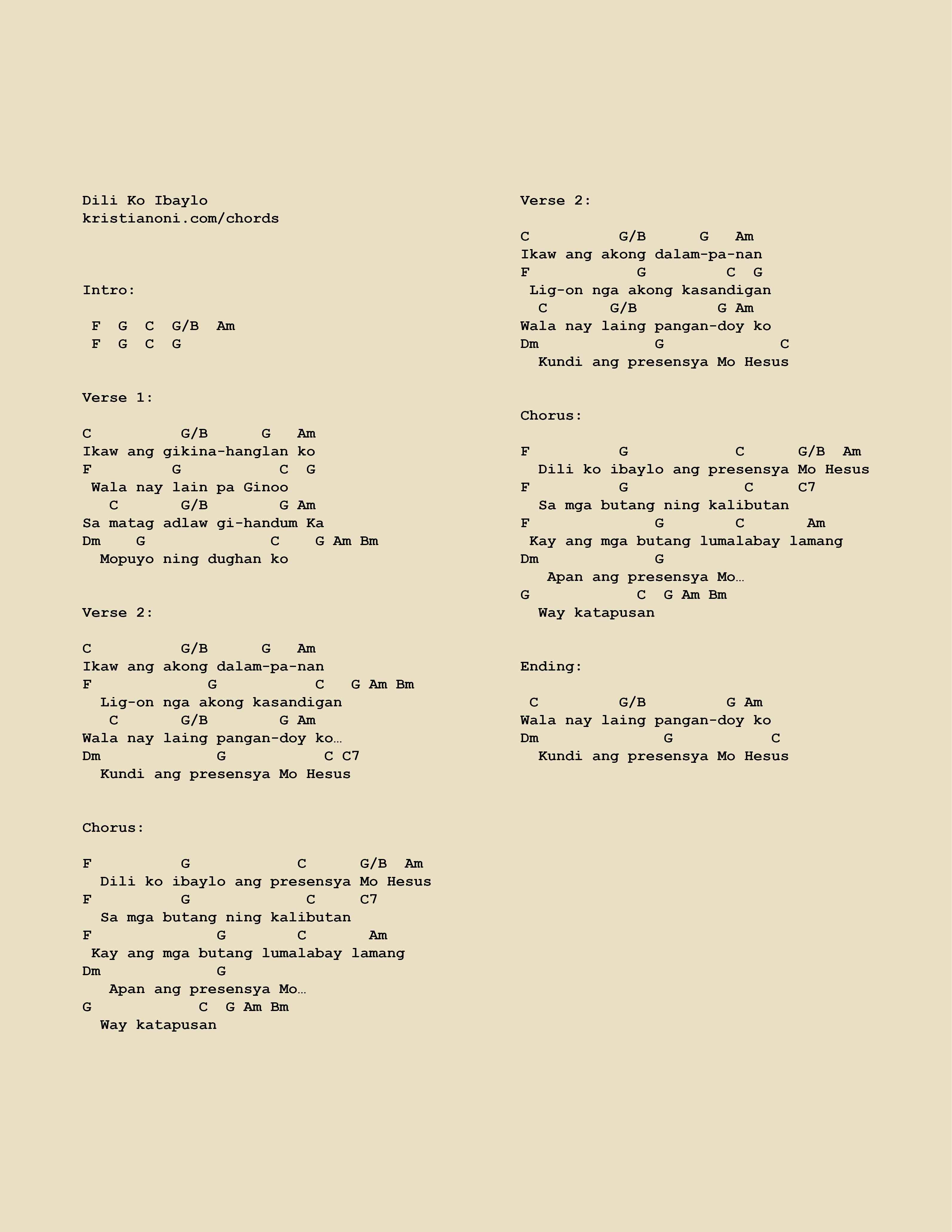 Dili Ko Ibaylo Chords