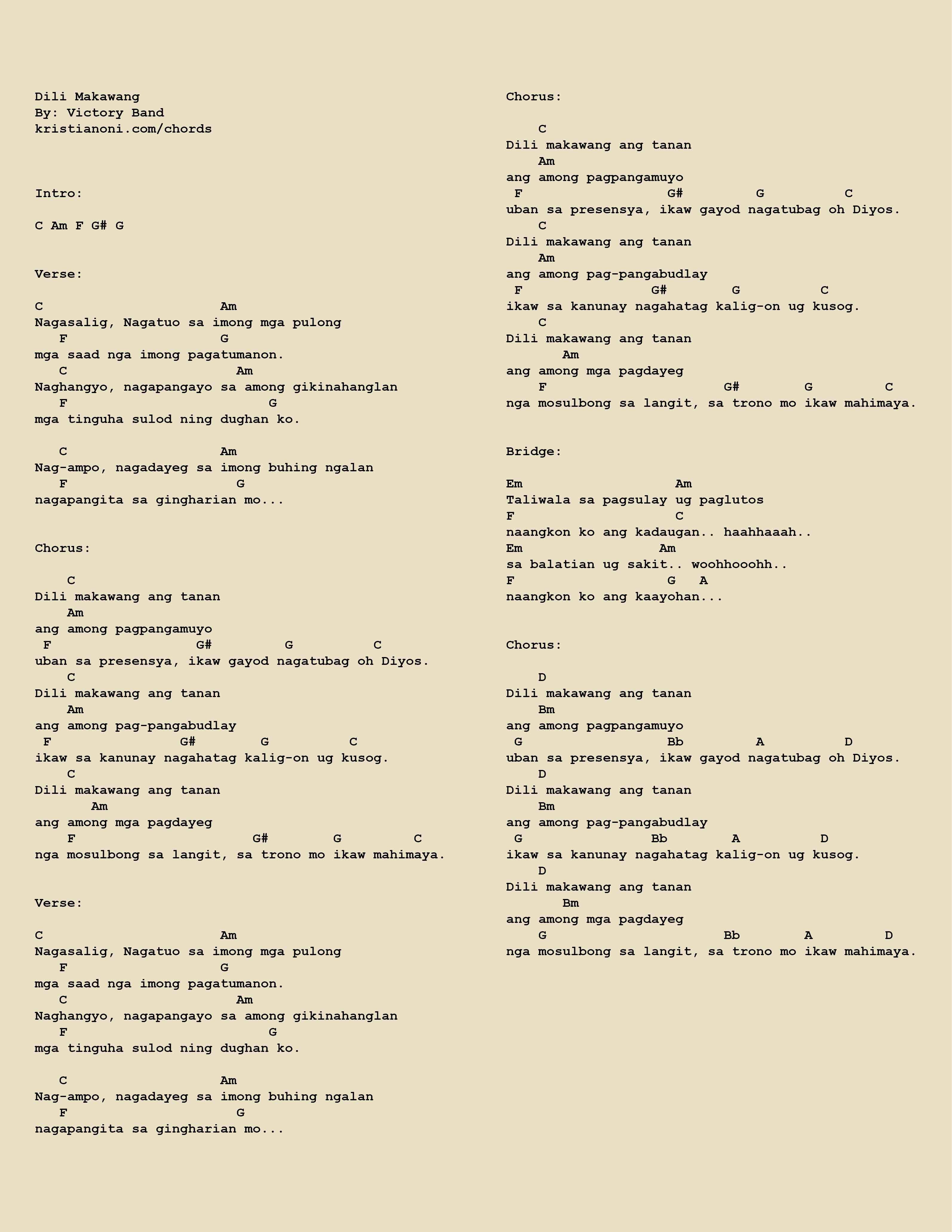 Dili Makawang Chords