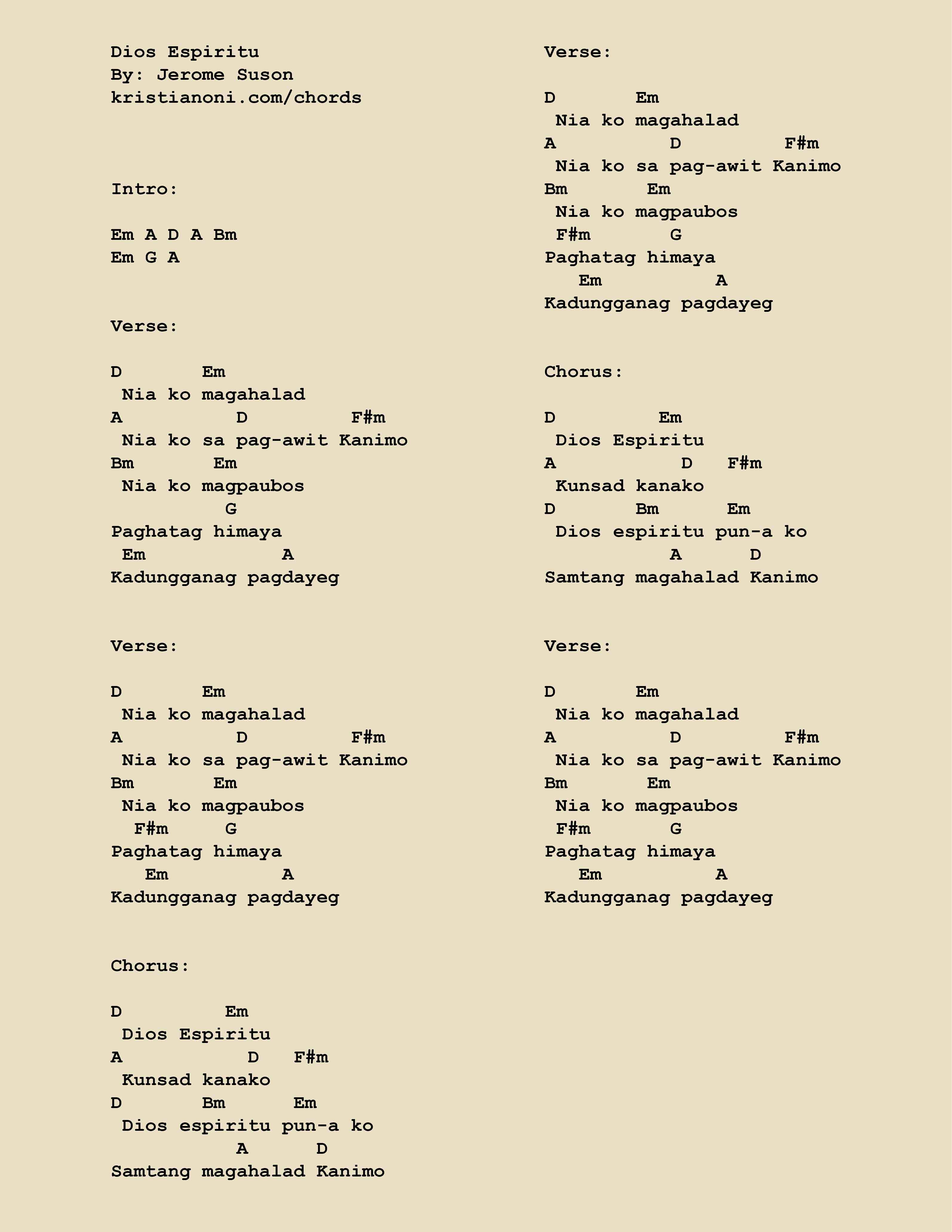 dios espiritu Chords