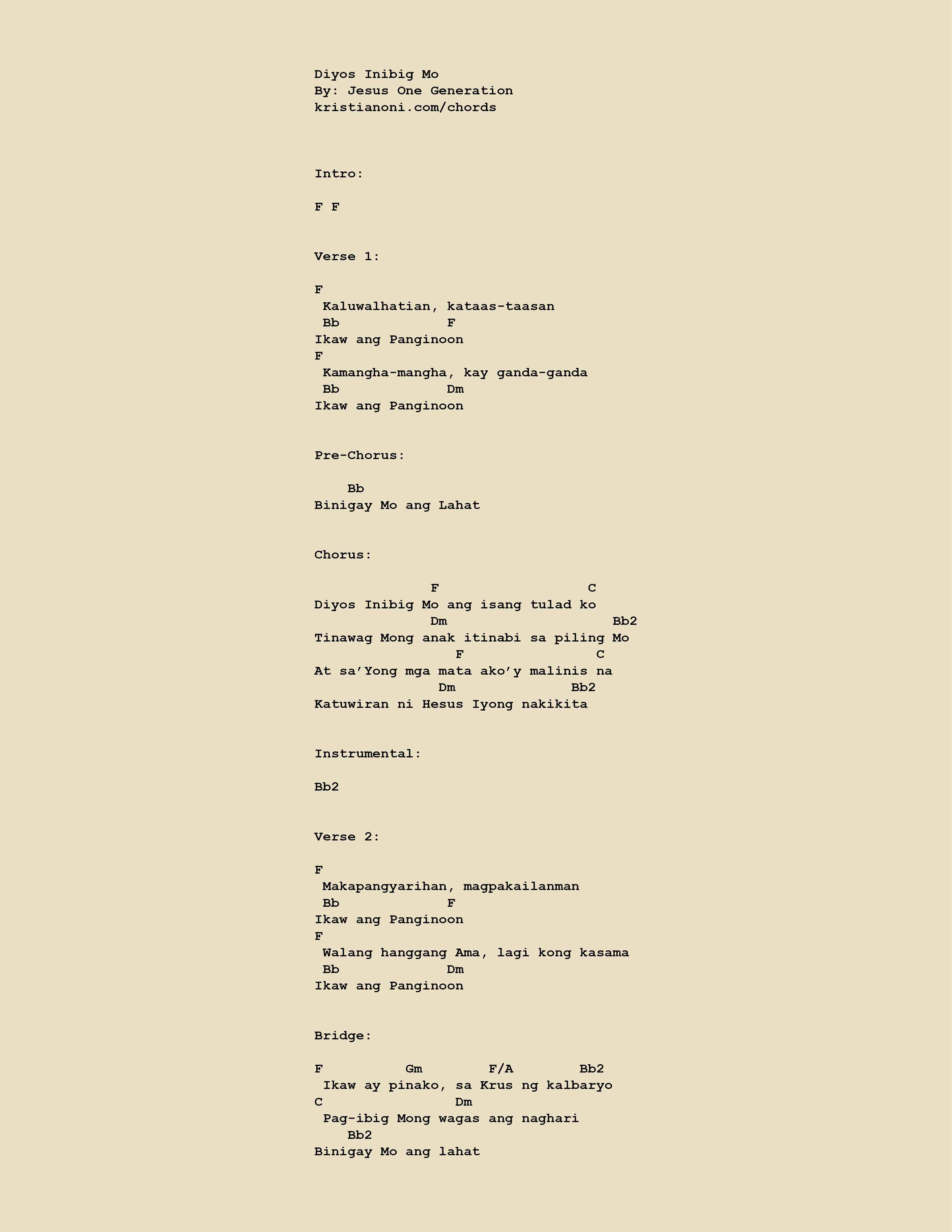 Diyos Inibig Mo Chords