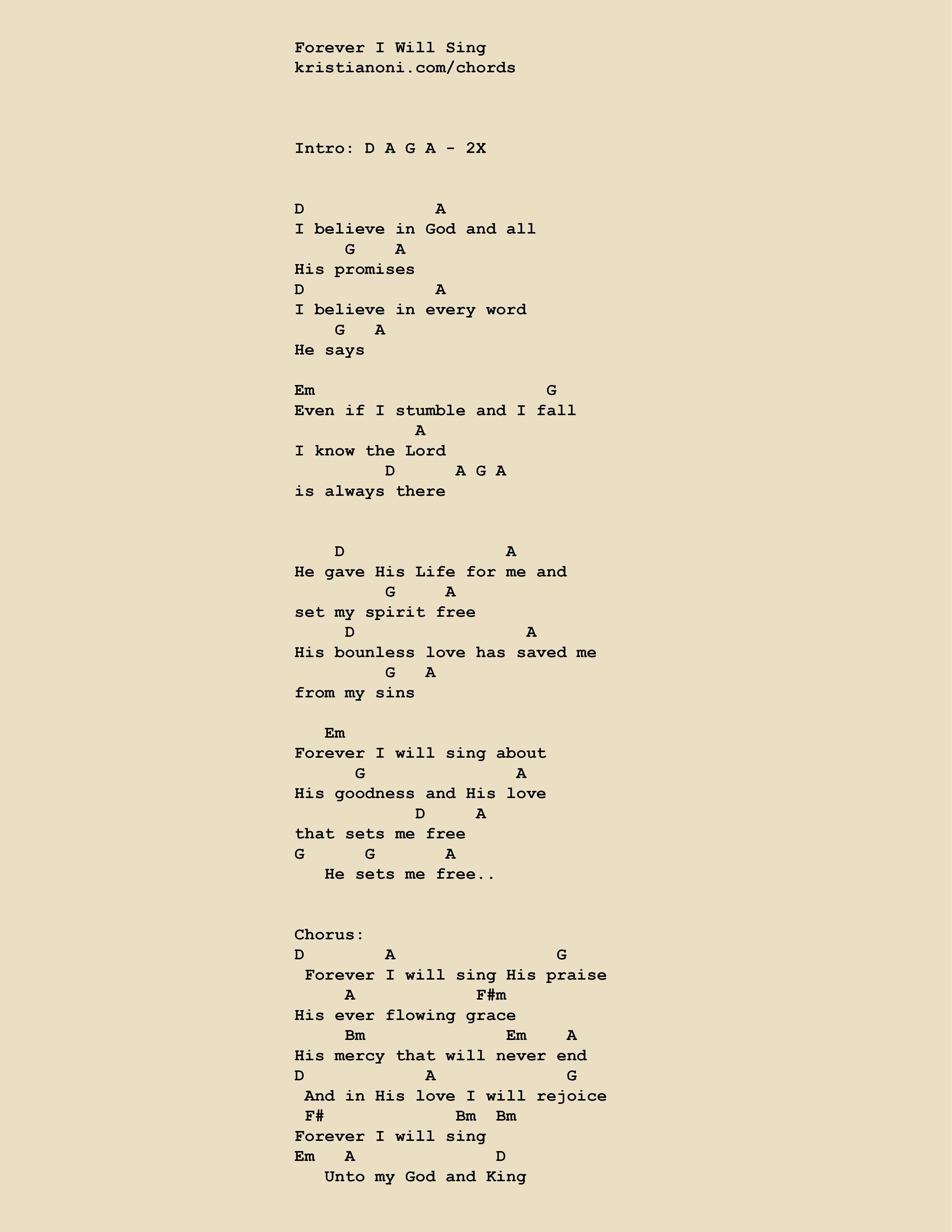 Forever I Will Sing Chords