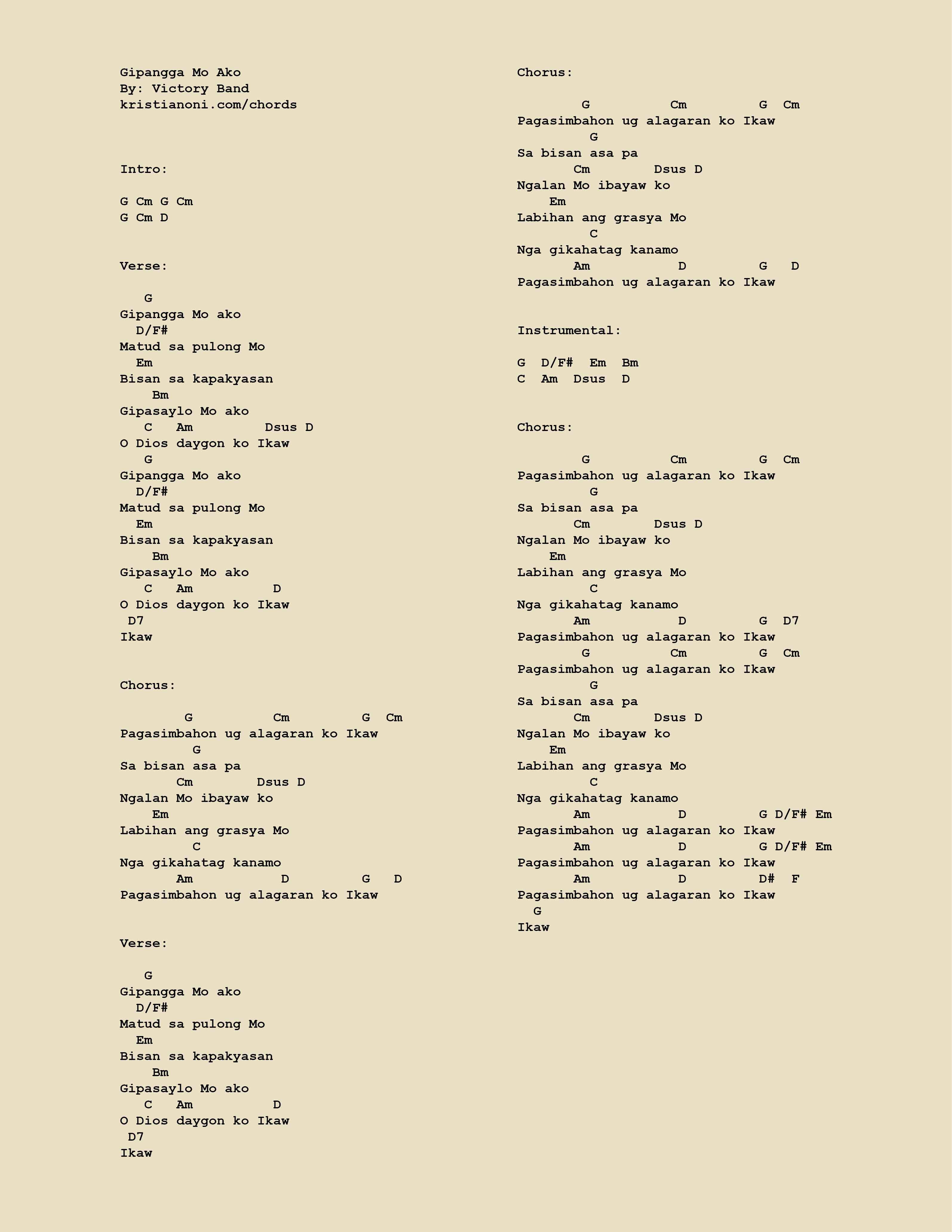 Gipangga Mo Ako Chords