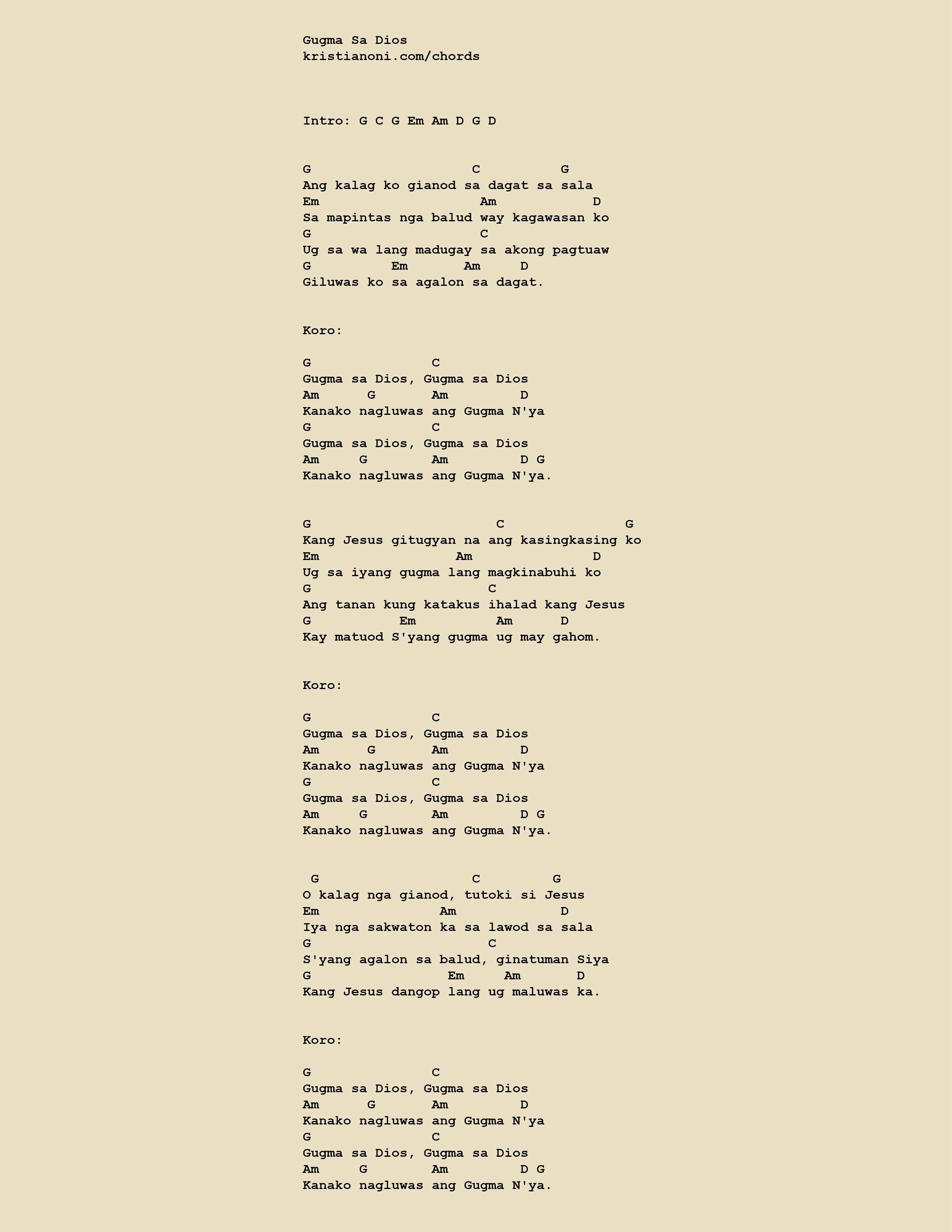 Gugma Sa Dios Chords