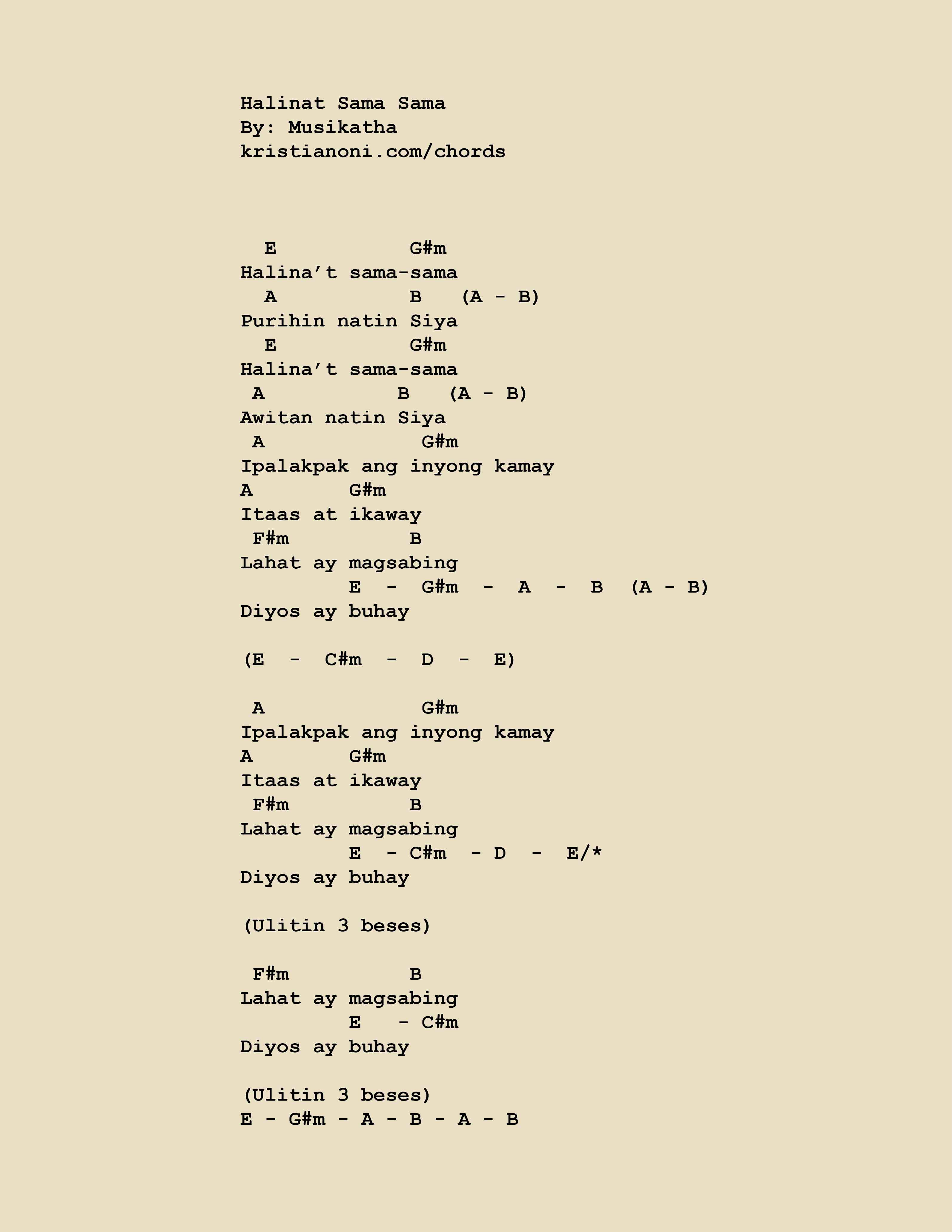 Halinat Sama Sama Chords