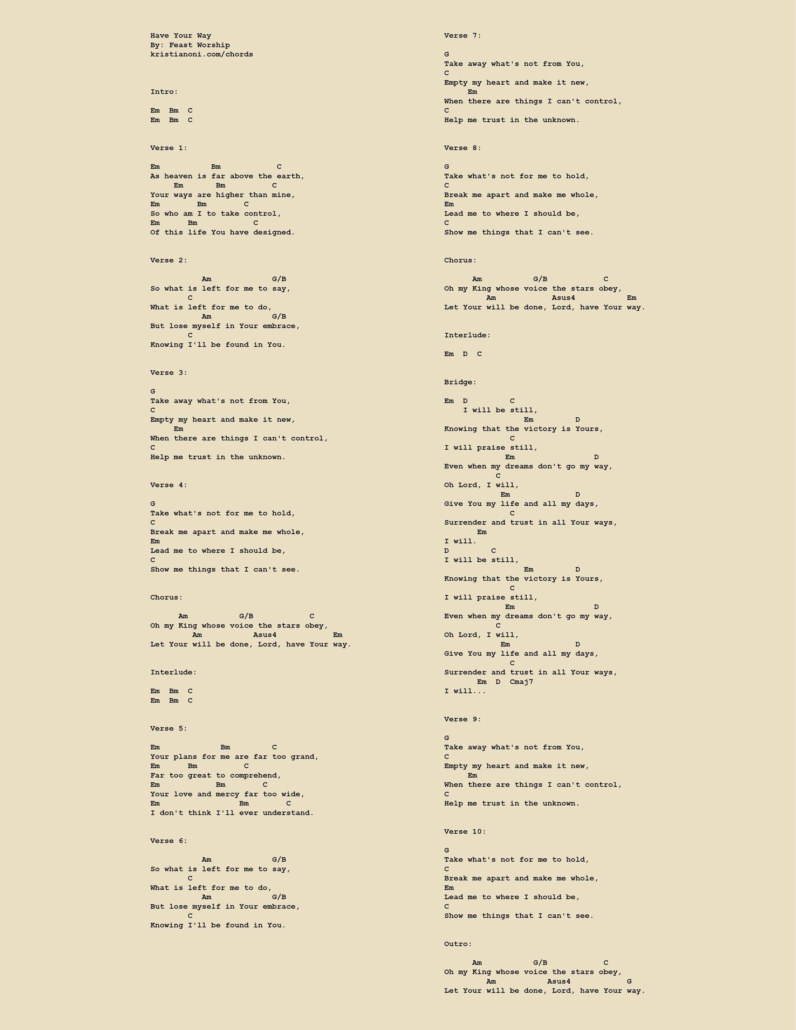 Have Your Way Chords