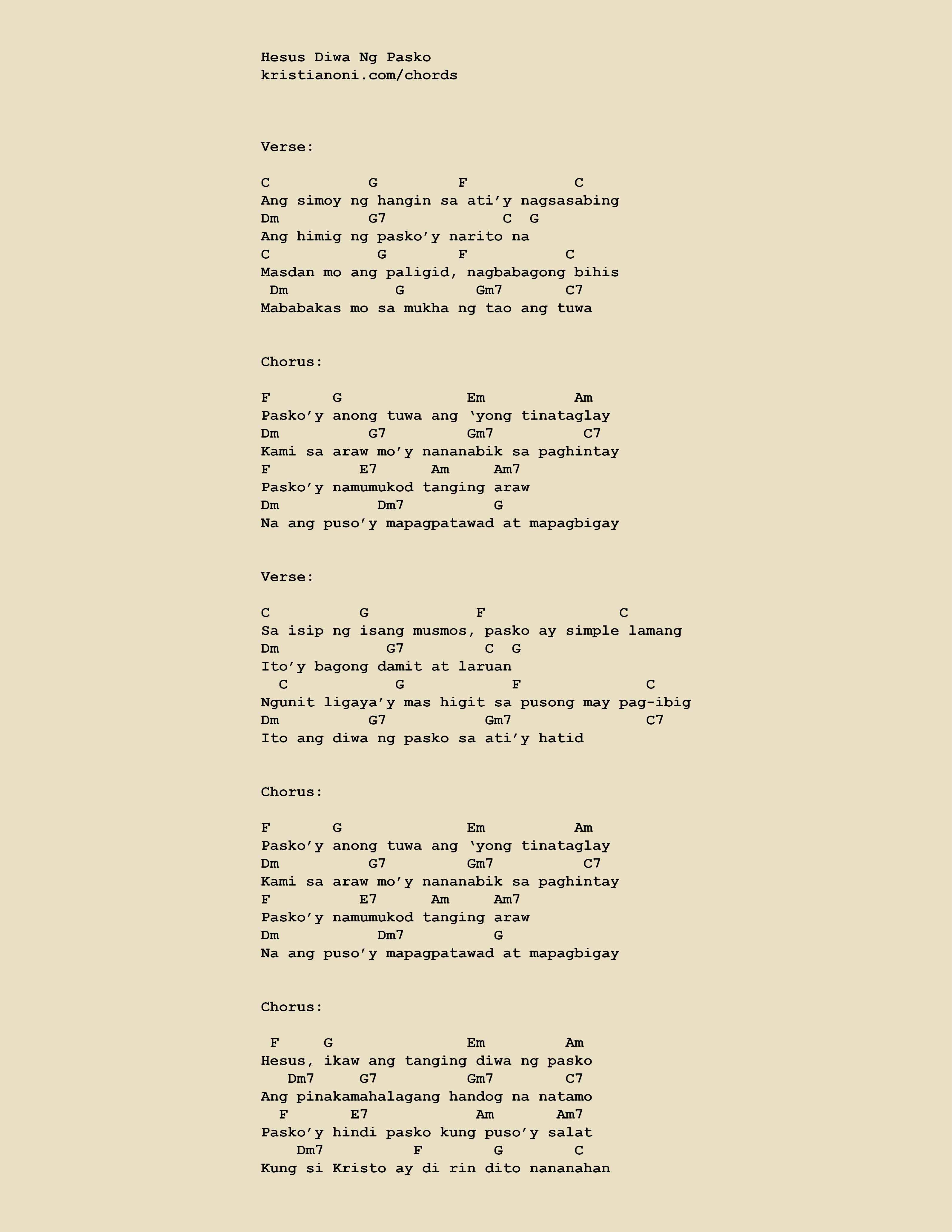 Hesus Diwa Ng Pasko Chords