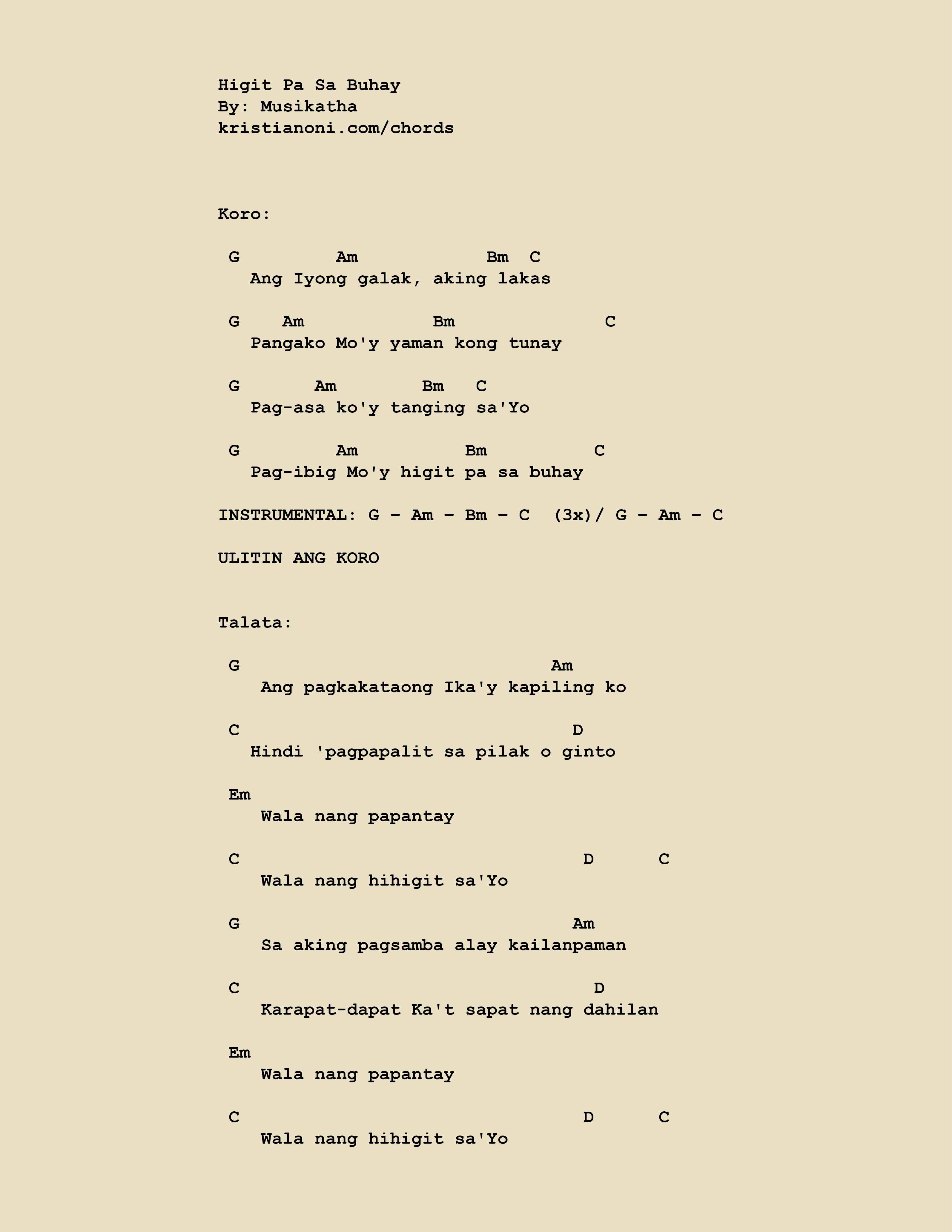 Higit Pa Sa Buhay Chords