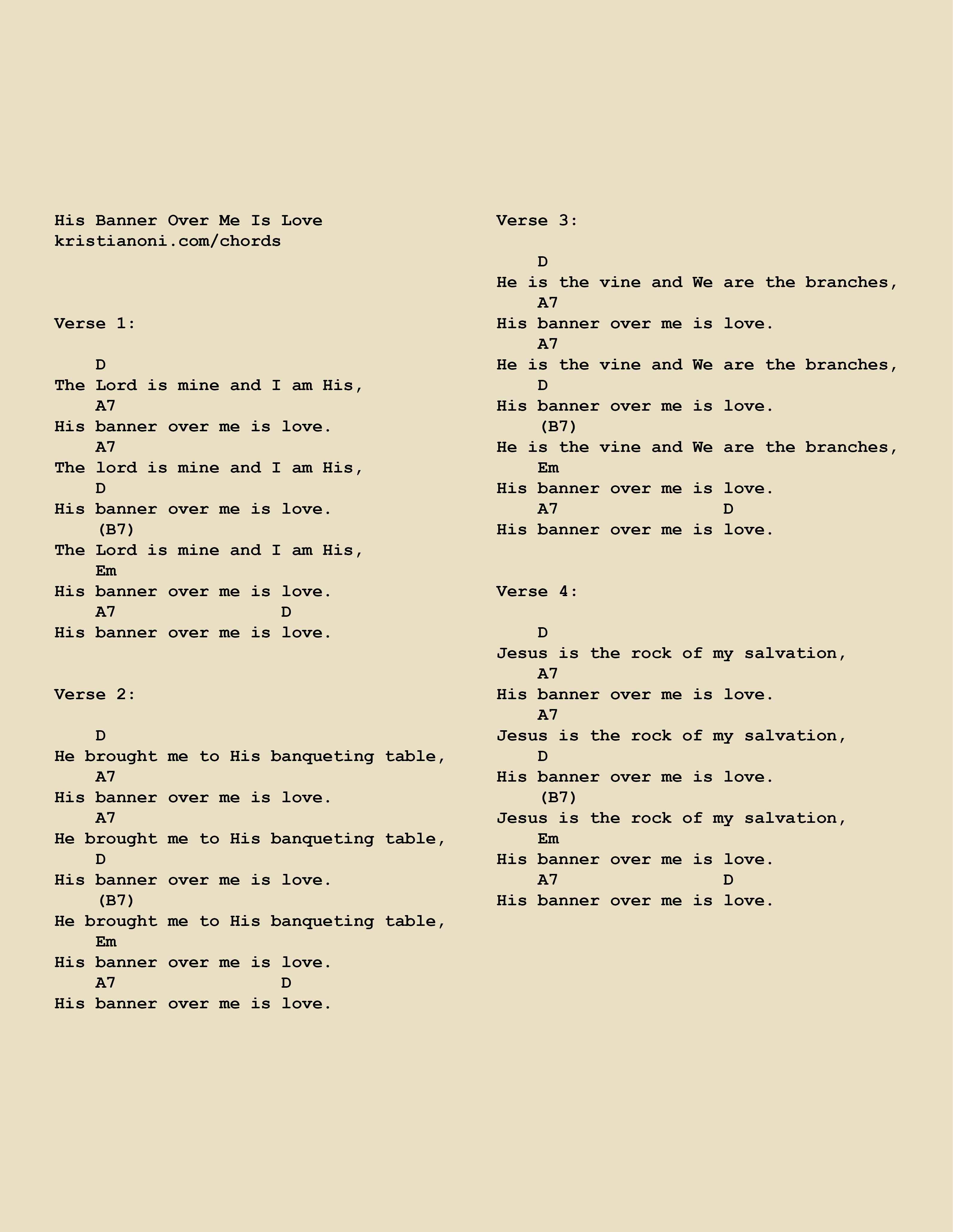 His Banner Over Me Is Love Chords