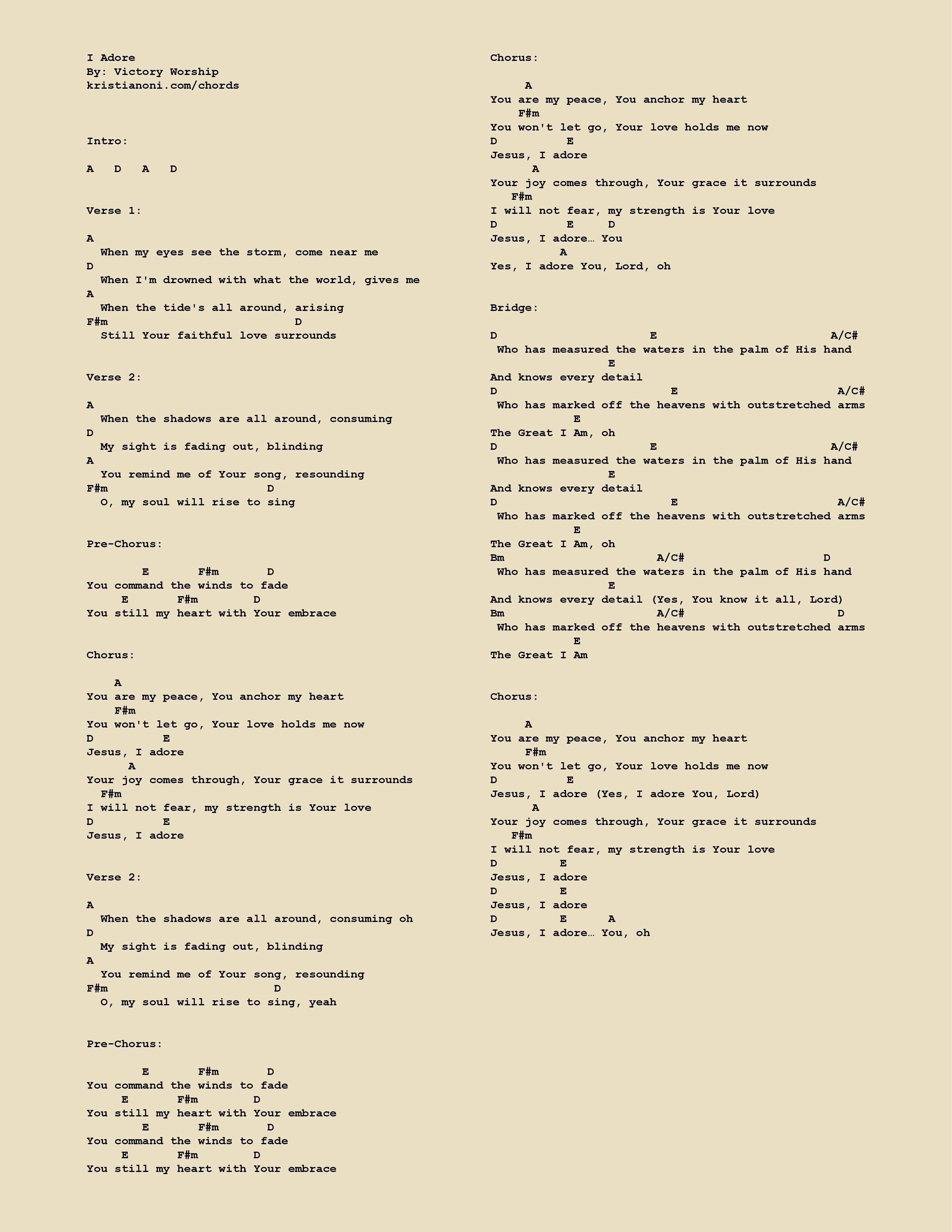 I Adore Chords