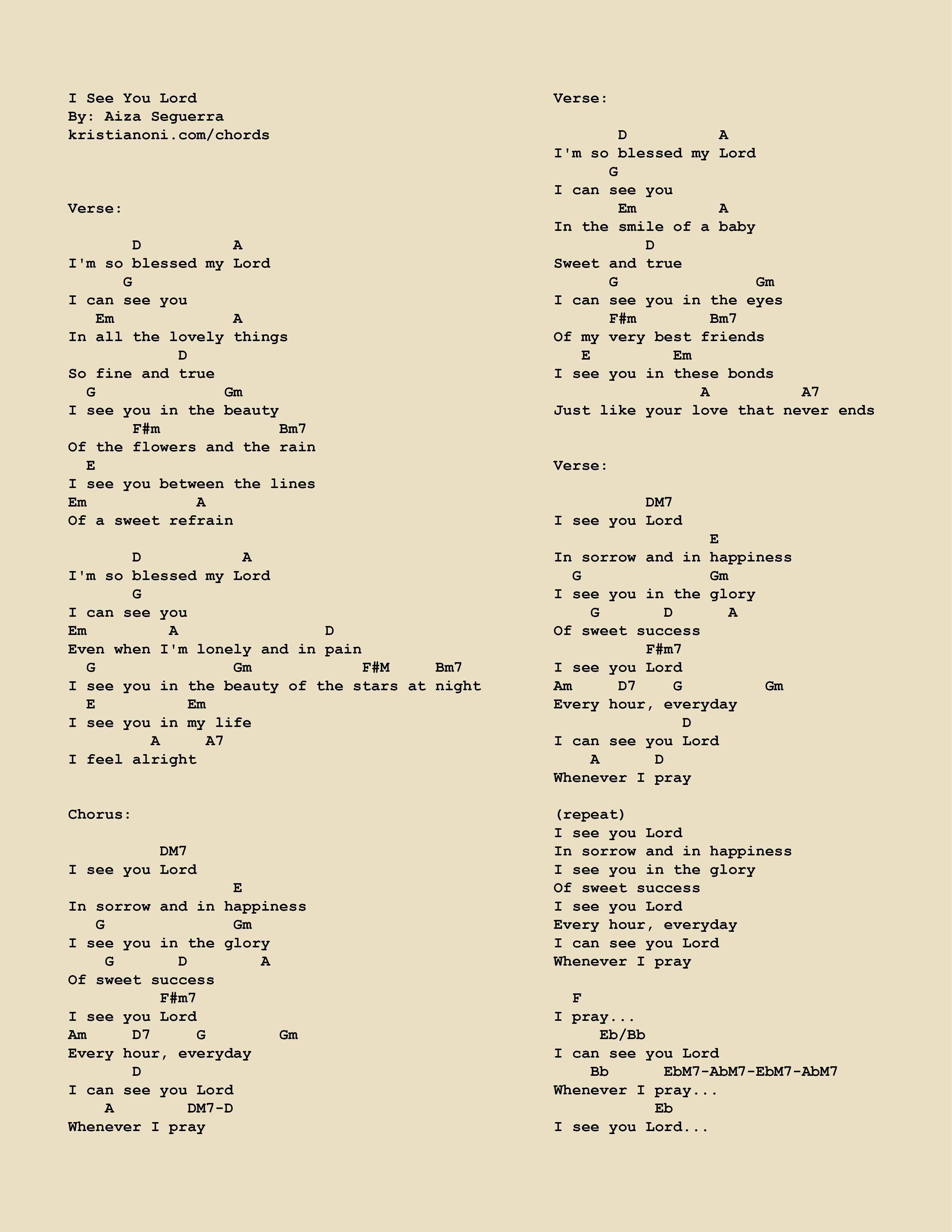 I See You Lord Chords