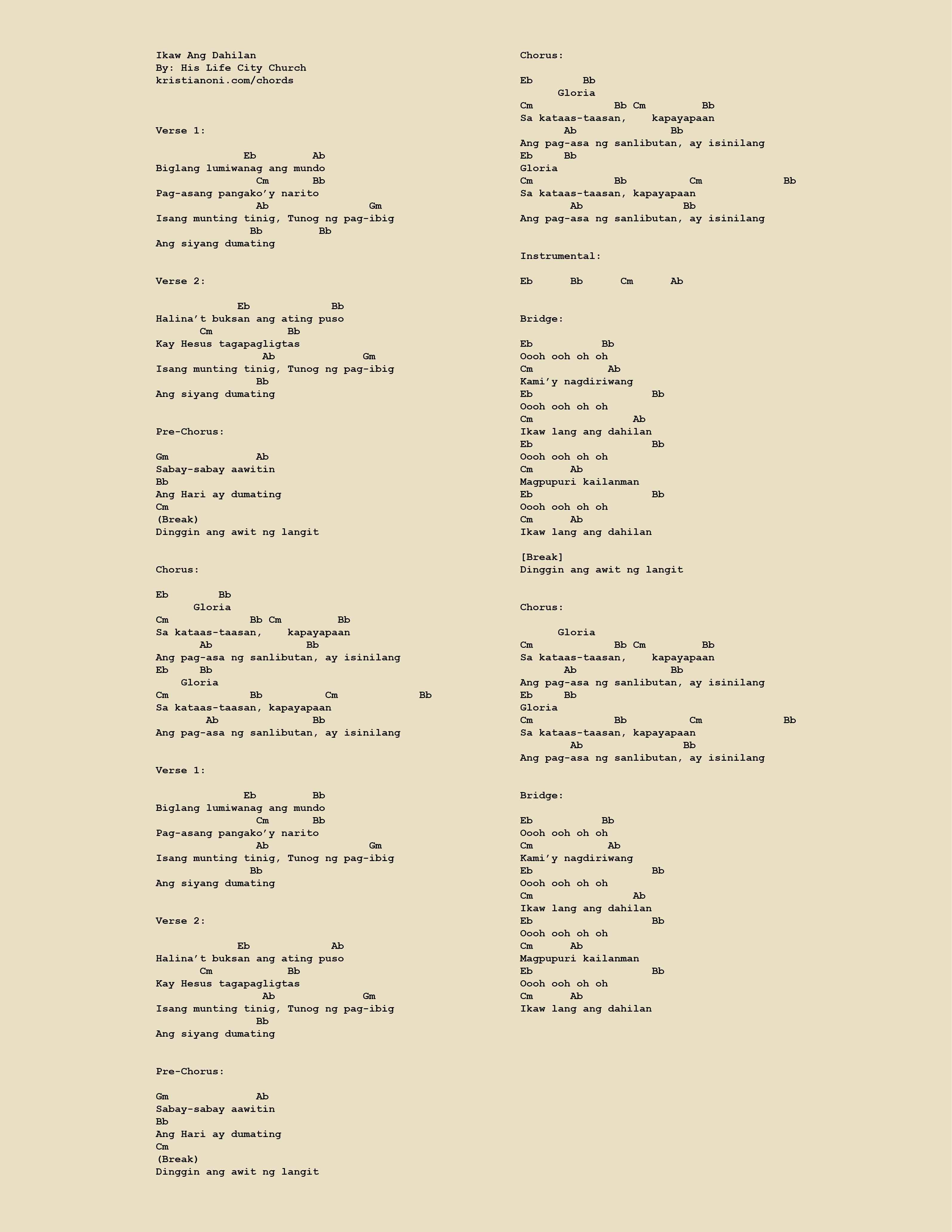 Ikaw Ang Dahilan Chords
