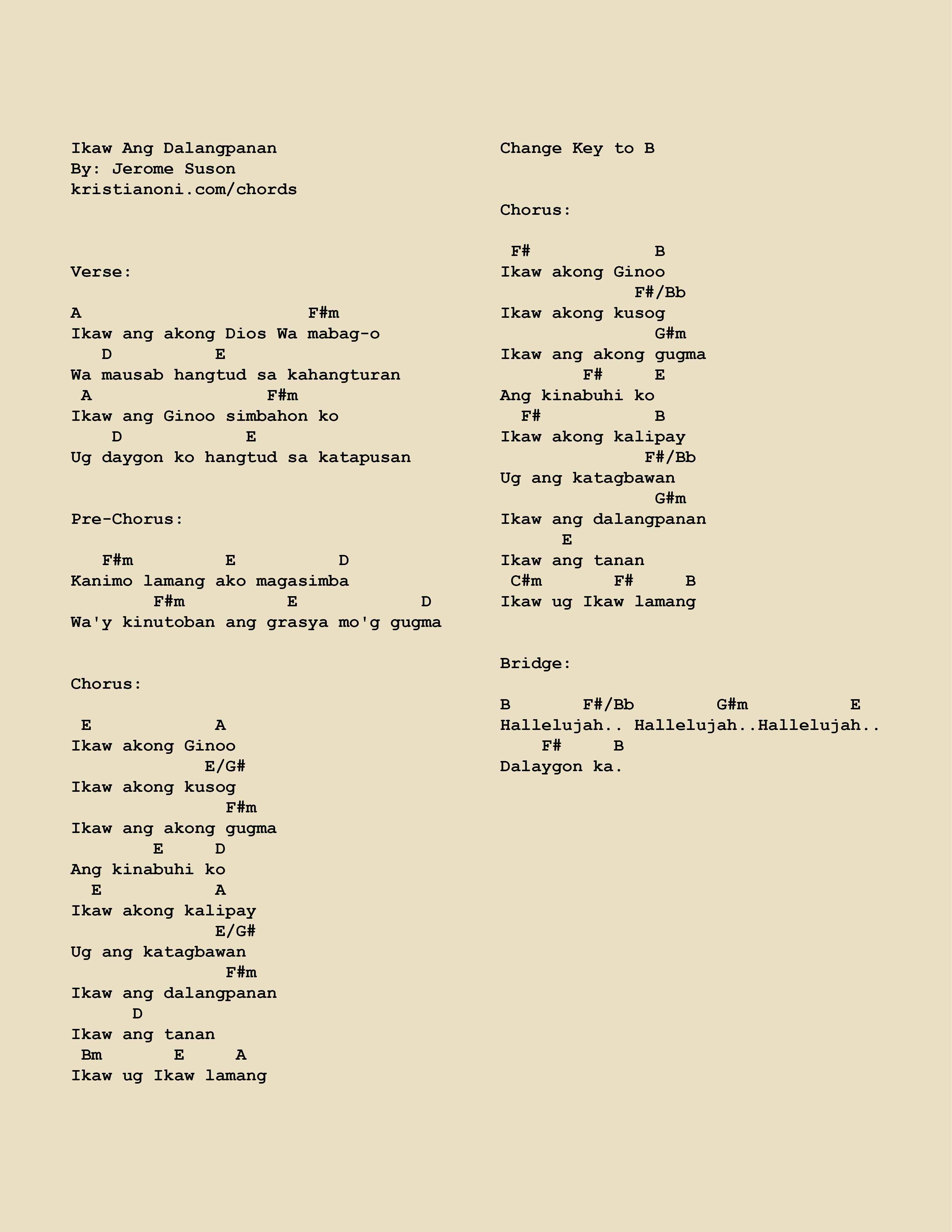 Ikaw Ang Dalangpanan Chords