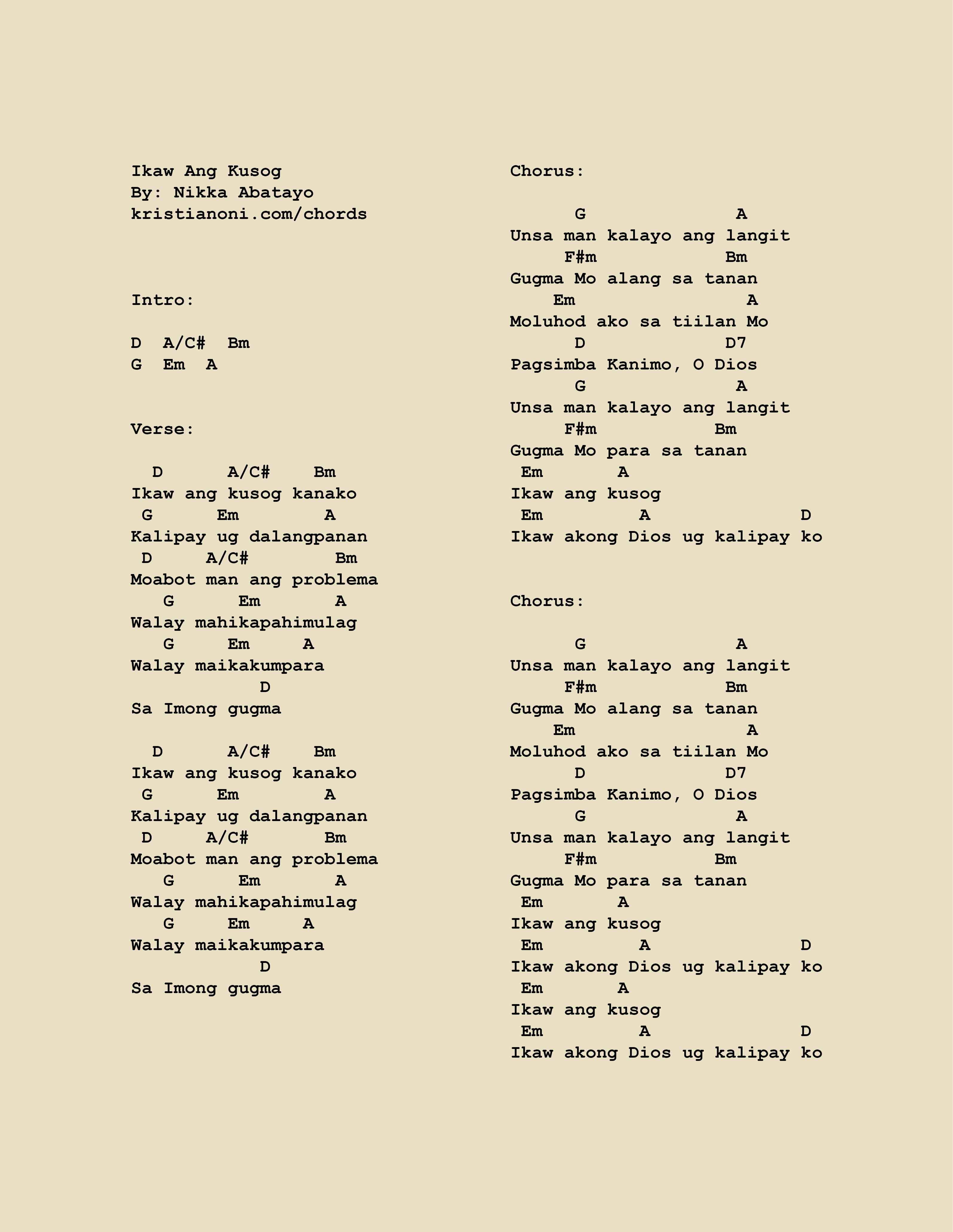 Ikaw Ang Kusog Chords