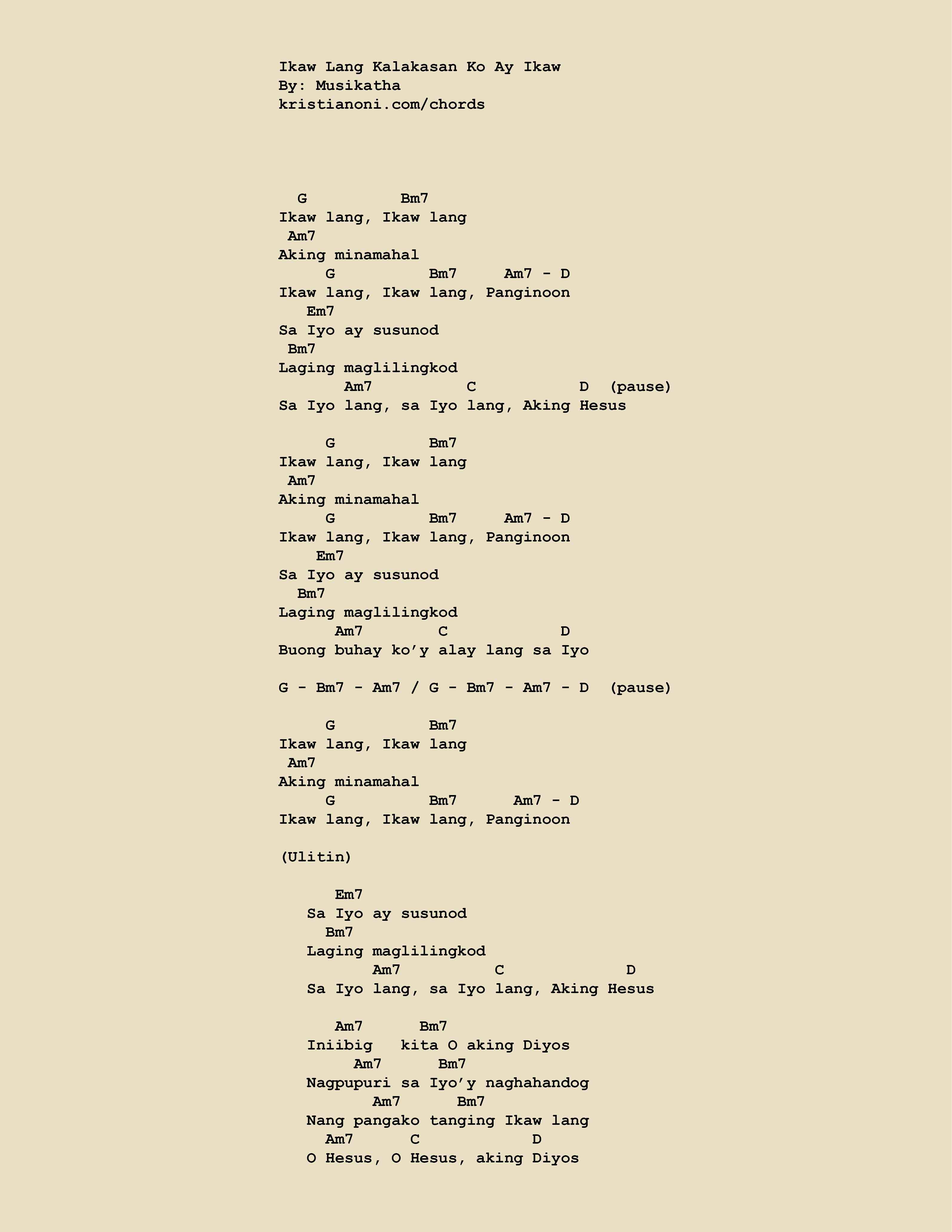 Ikaw Lang Kalakasan Ko Ay Ikaw Chords