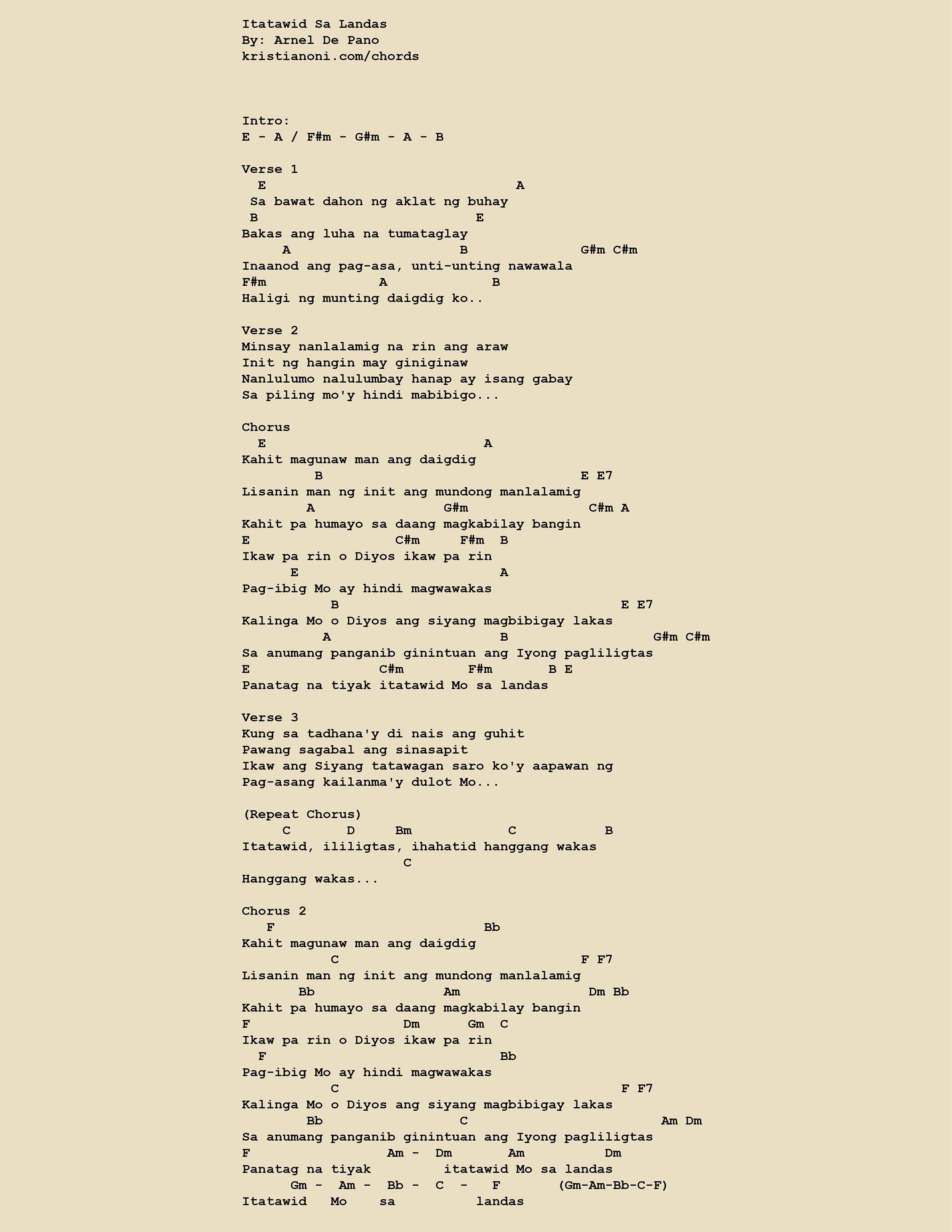 Itatawid Sa Landas Chords