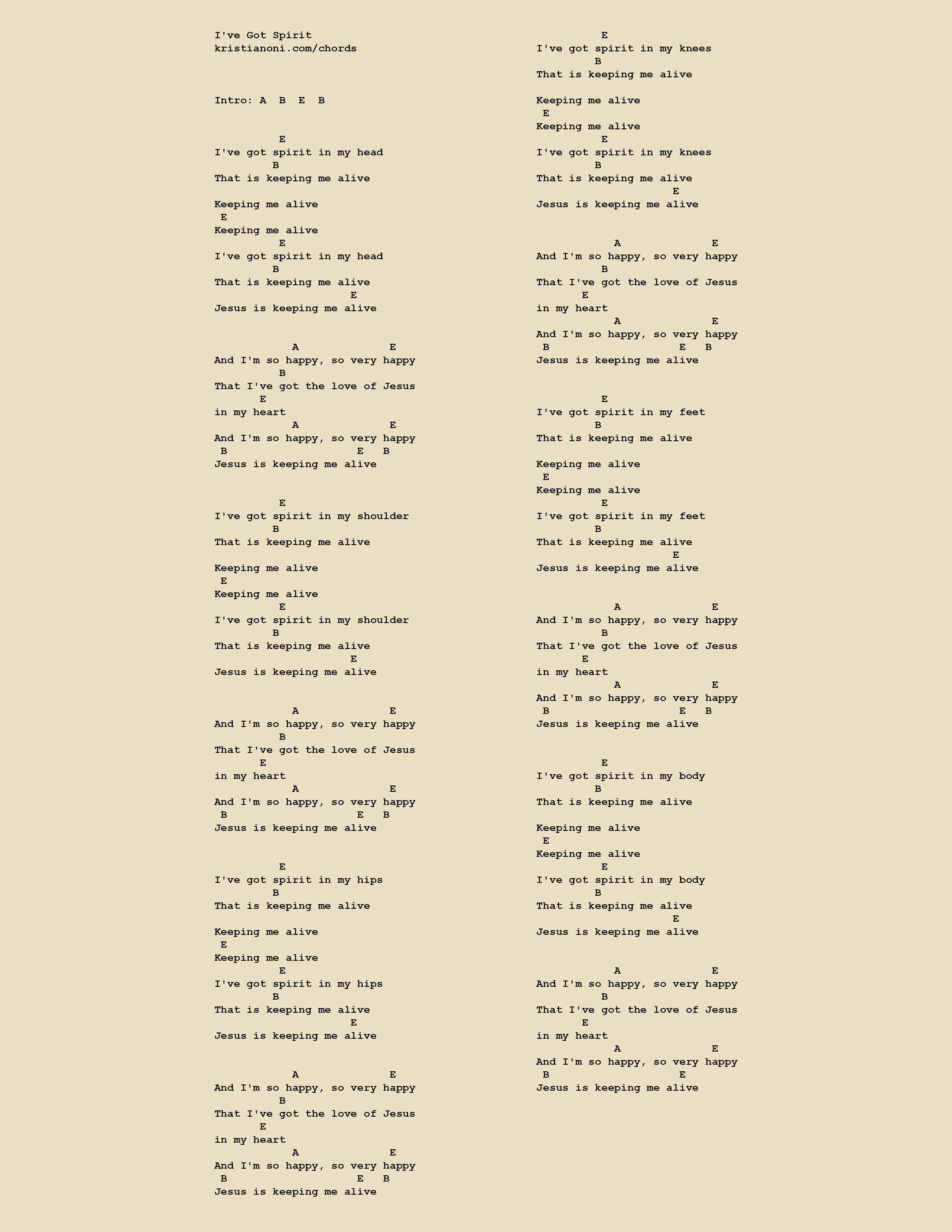 I've Got Spirit Chords