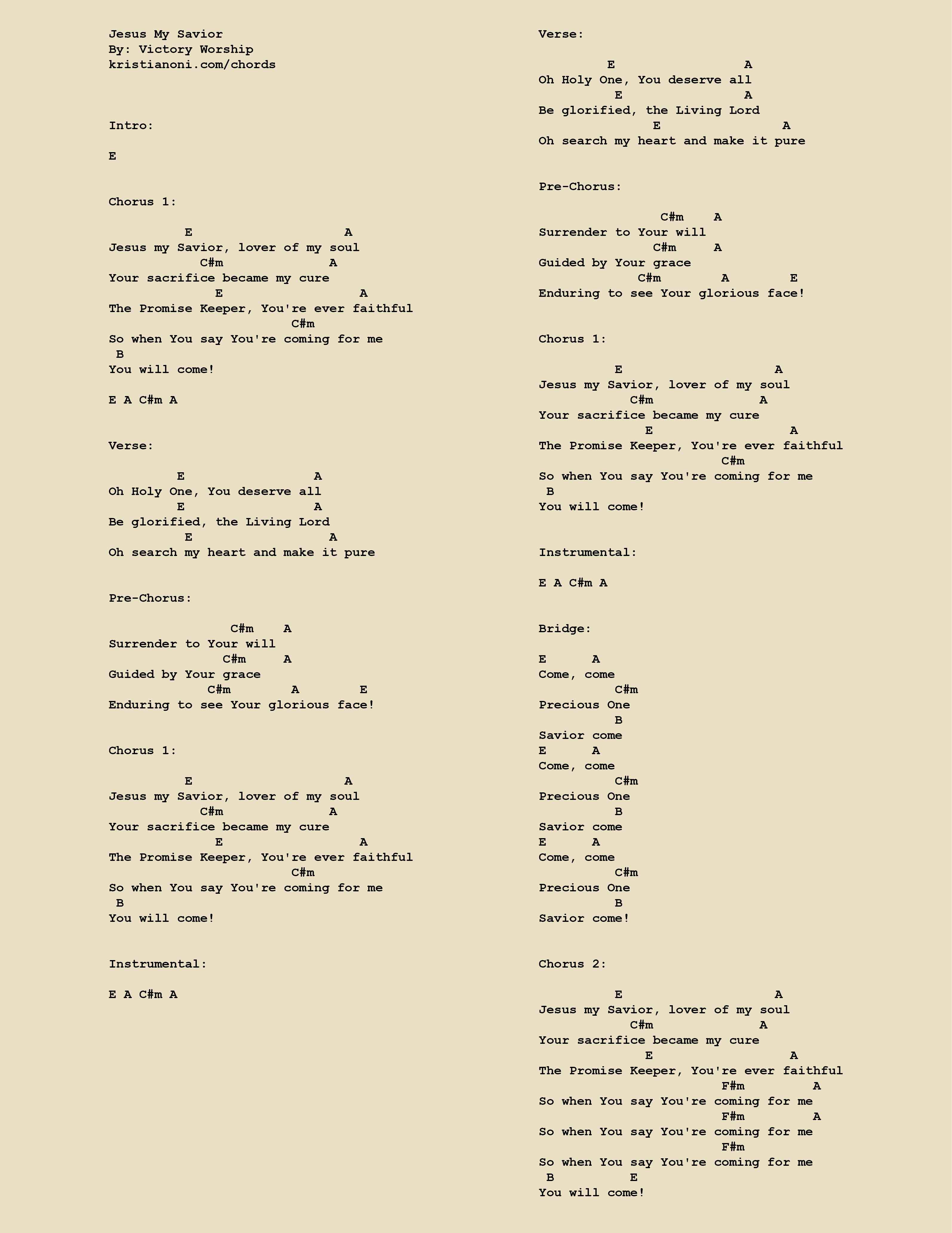 Jesus My Savior Chords