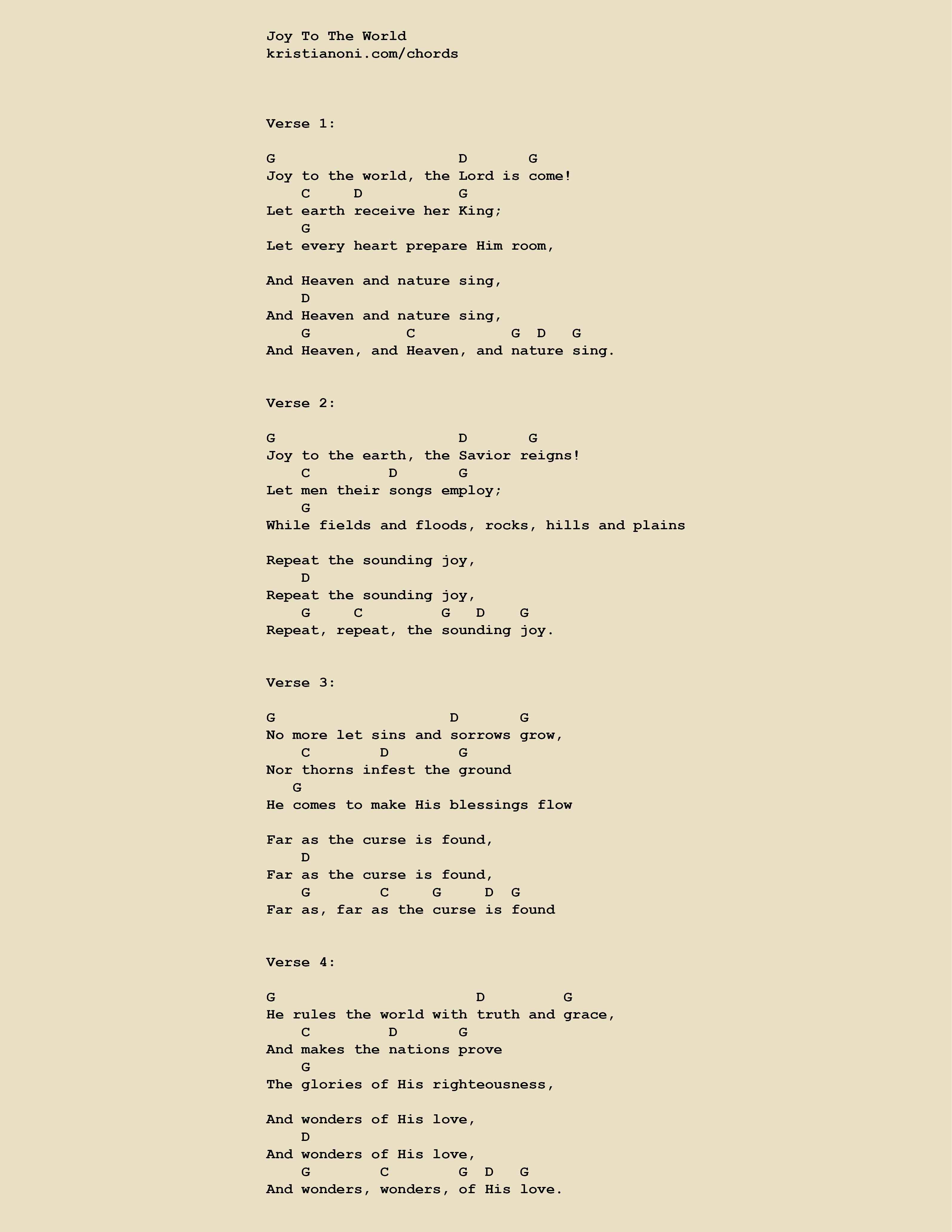 Joy To The World Chords