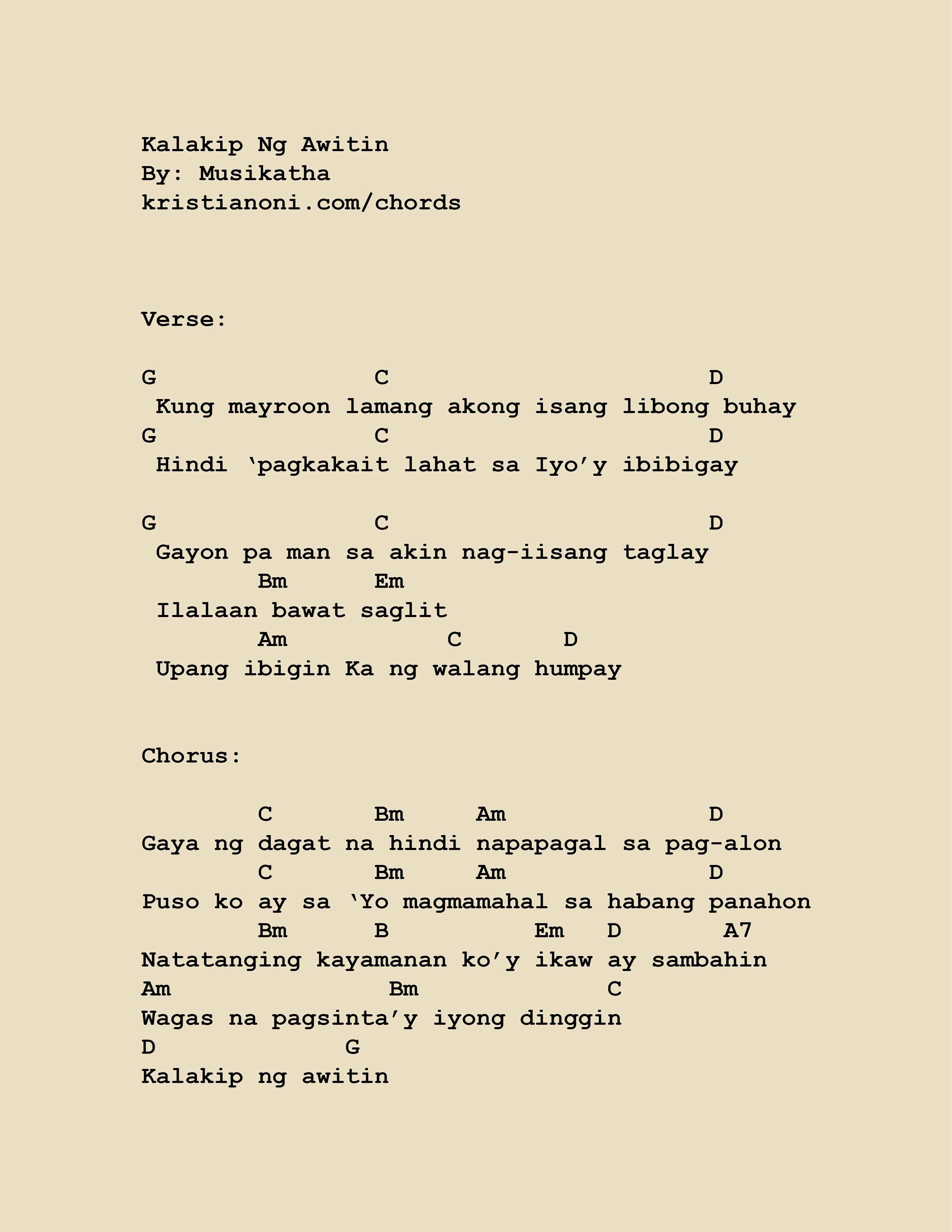 Kalakip Ng Awitin Chords