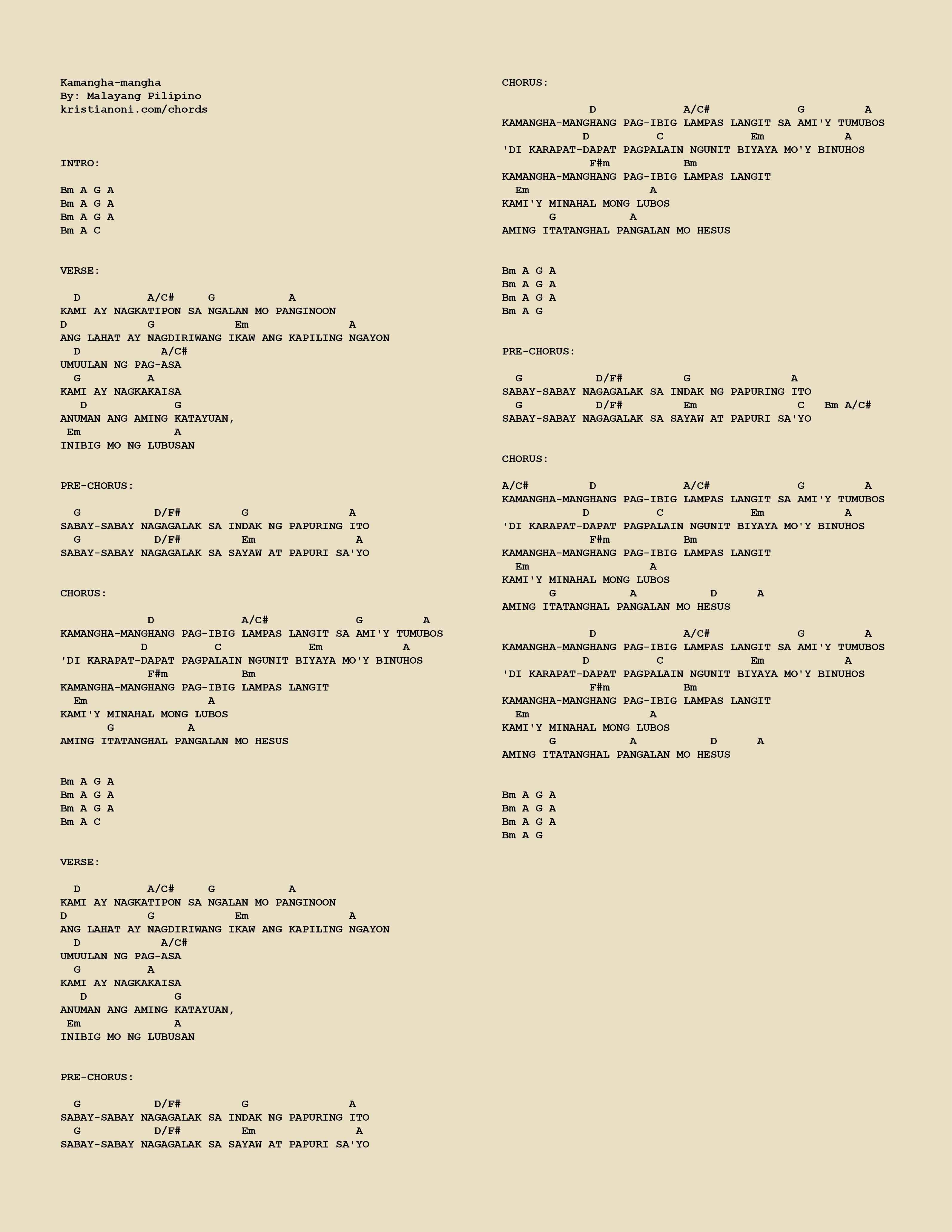 Kamangha-mangha Chords